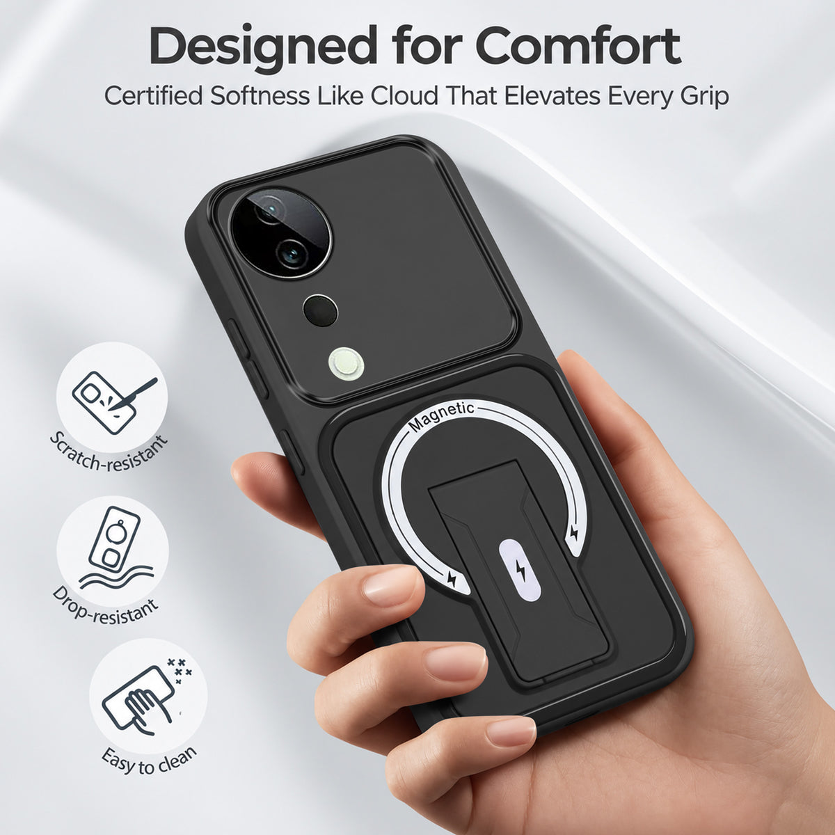 For Vivo T3 Ultra Back Case Cover Metallic (Hybrid Armor Kickstand | MagSafe Compatible | Camera Protection Shockproof)