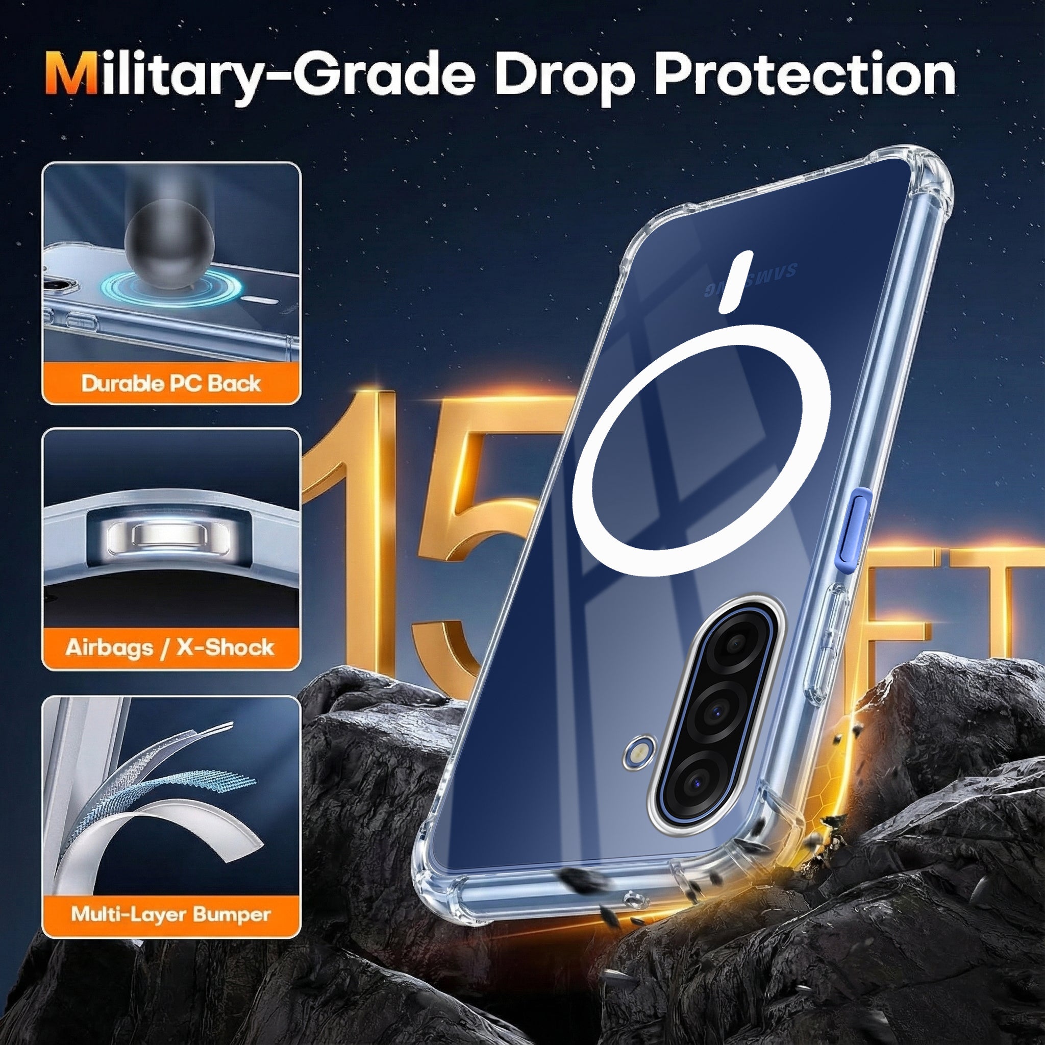 For Samsung Galaxy A17 | Samsung F17 | Samsung M17 5G Back Cover Shockproof Crystal-Clear (Magsafe Wireless Support | Drop & Camera Protection | Hard Polycarbonate)