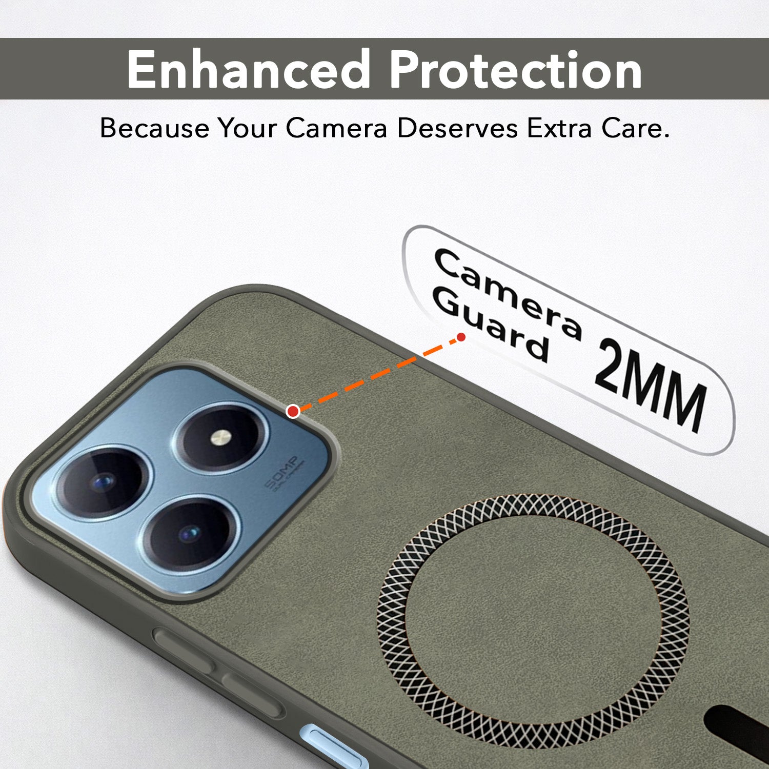 For Realme Narzo N63 Back Cover Case Leather Finish (MagSafe Compatible Wireless Charging | Soft Touch | Camera Bump Protection)