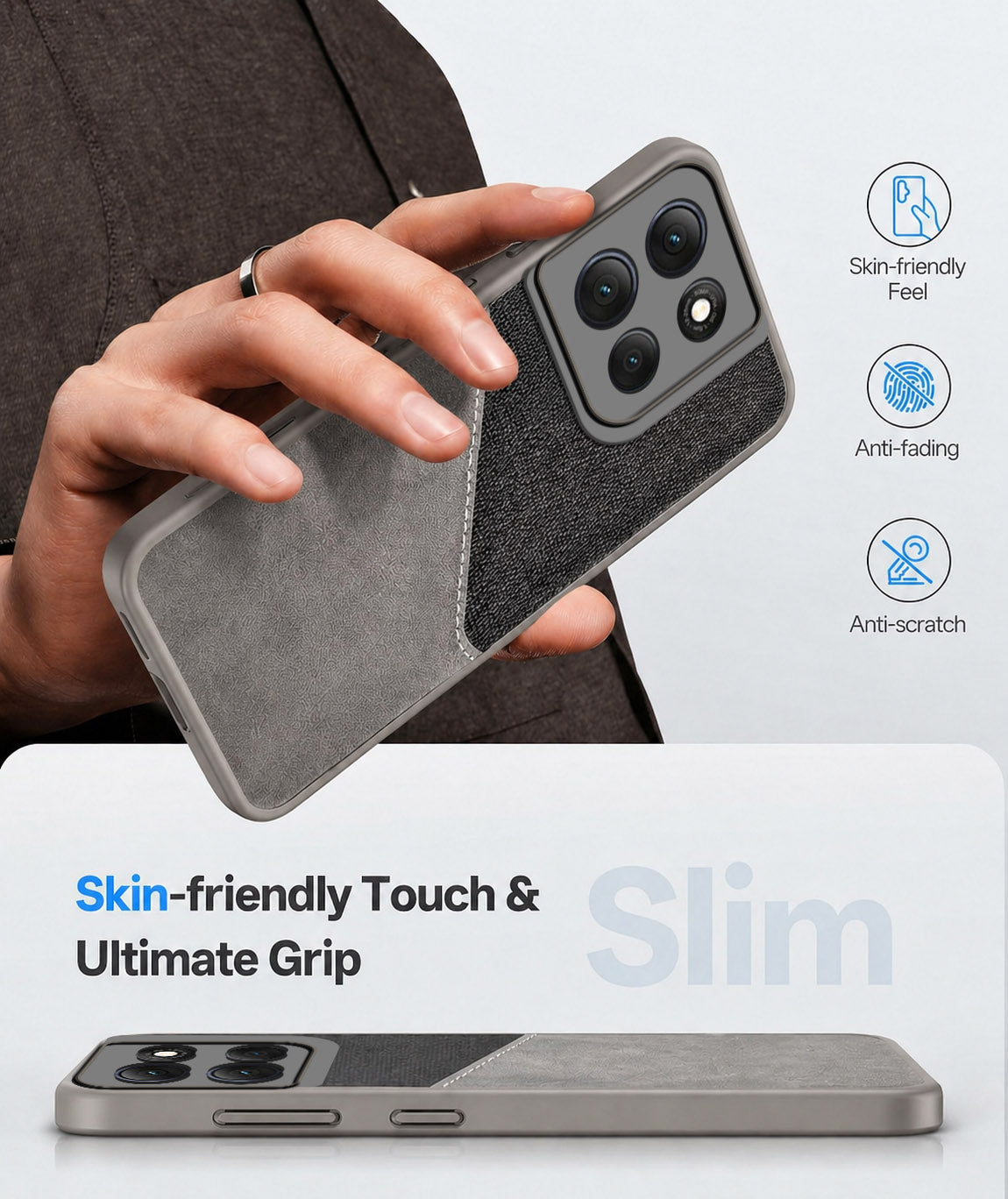 For Motorola Moto G86 Power Back Cover Case (Dual PU Leather Stitch | Professional Minimalist | Soft and Flexible)