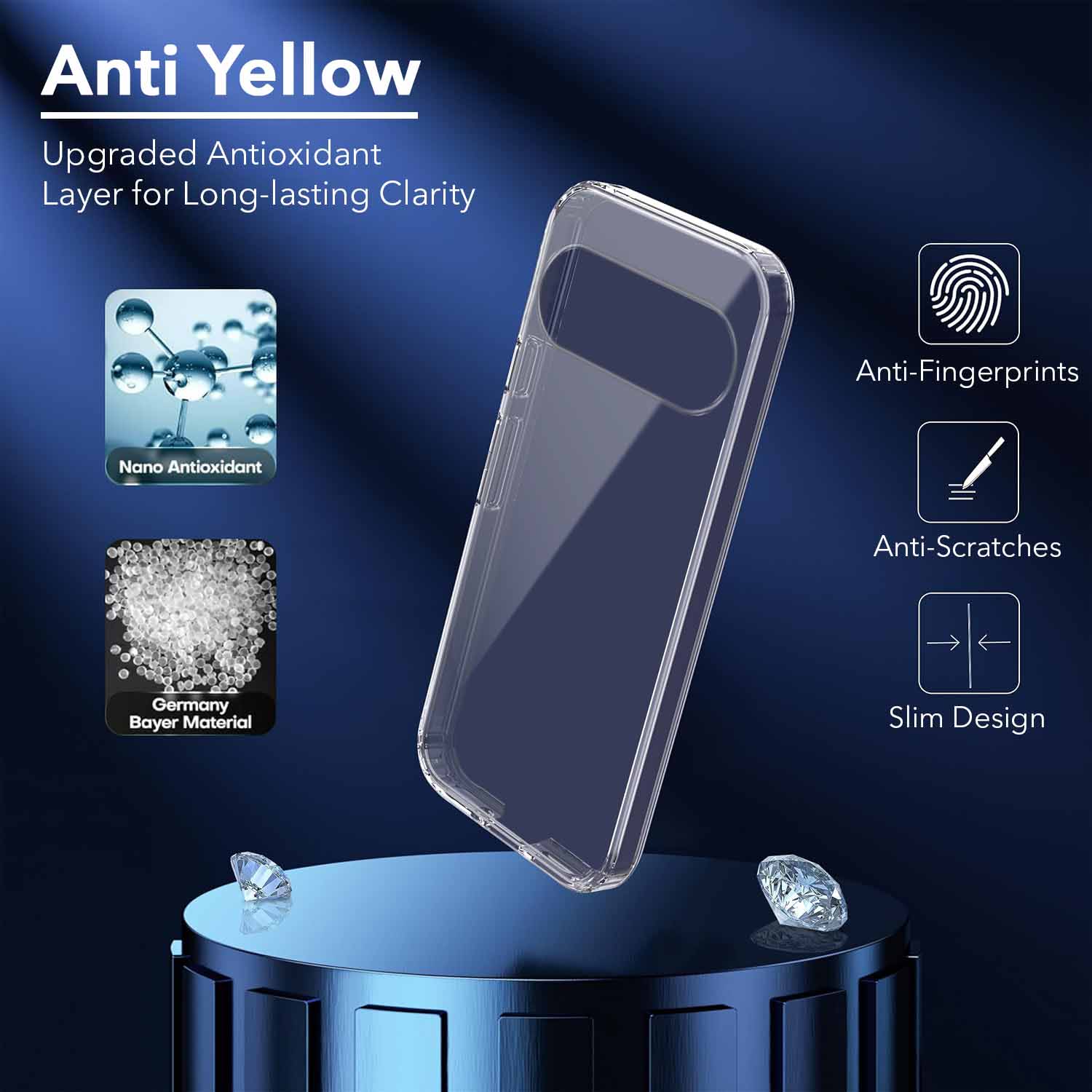 For Google Pixel 11 Back Cover Case Lifetime Anti-Yellow Clear (Sleek Hard Crystal | Shockproof and Camera Protection)