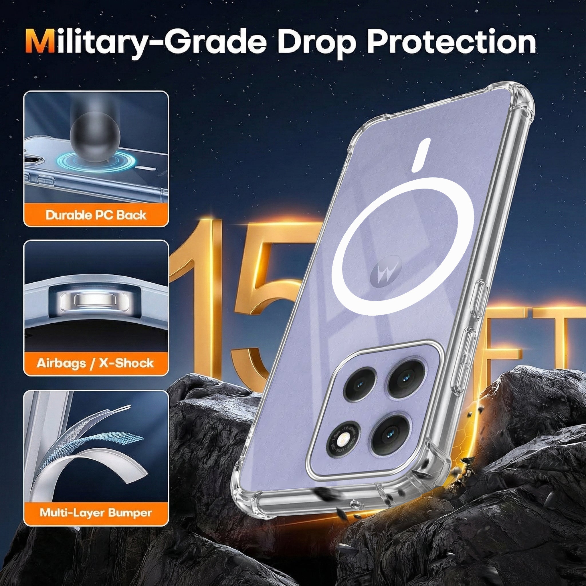 For Motorola Moto G86 Power Back Cover Shockproof Crystal-Clear (Magsafe Wireless Support | Drop & Camera Protection | Hard Polycarbonate)