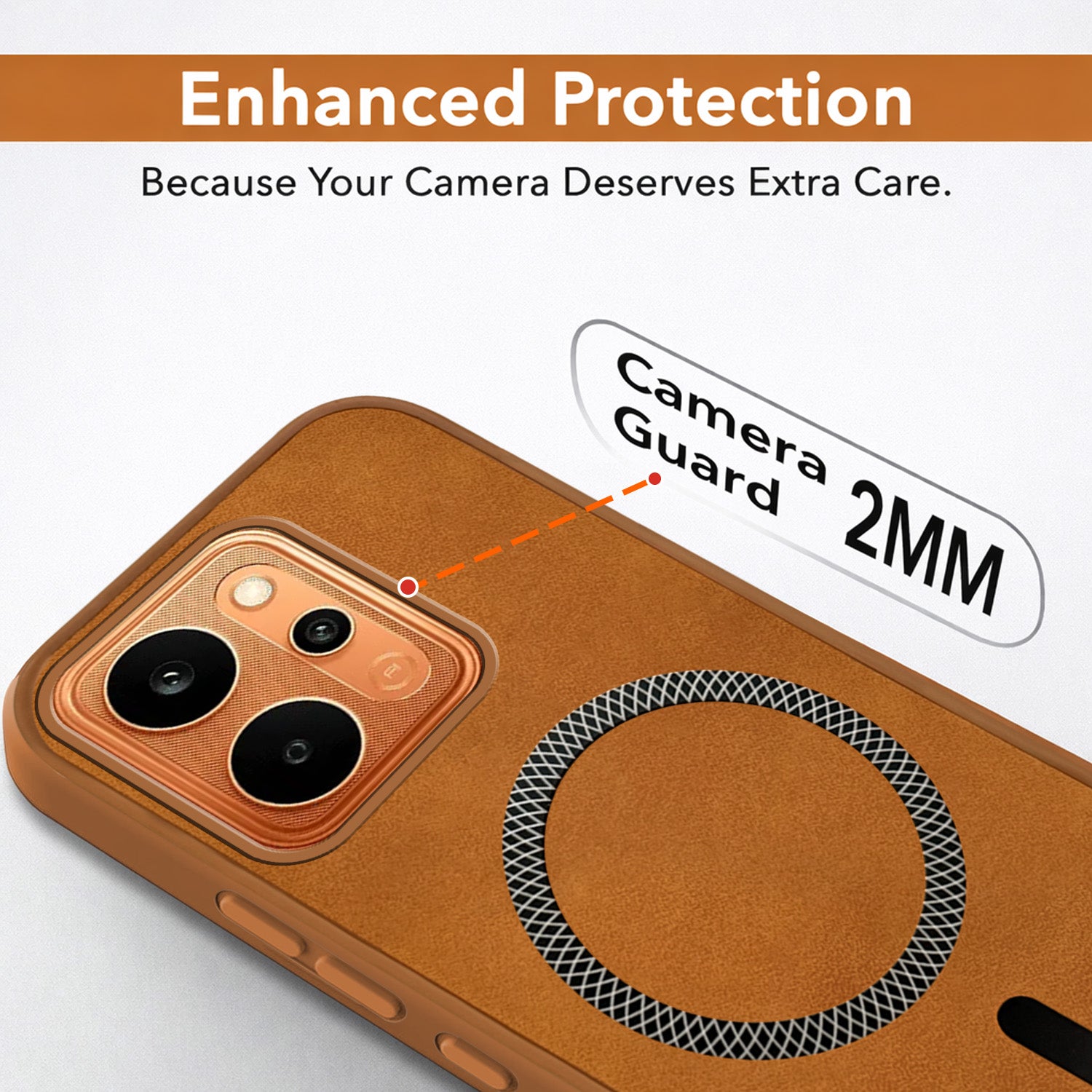For Realme P4 Power 5G | Realme Narzo Power Back Cover Case Leather Finish (MagSafe Compatible Wireless Charging | Soft Touch | Camera Bump Protection)
