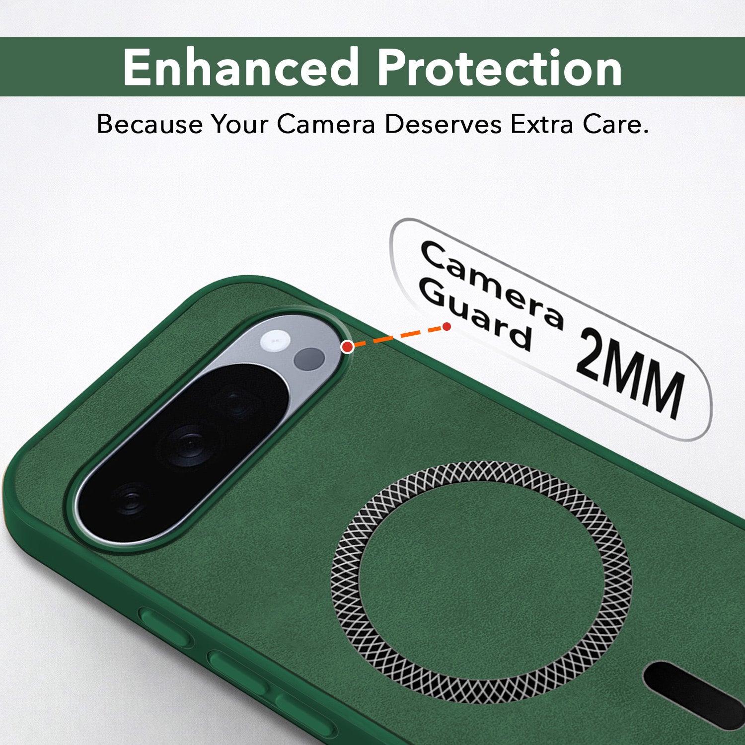 For Google Pixel 10 Pro Back Cover Case Leather Finish (MagSafe Compatible Wireless Charging | Soft Touch | Camera Bump Protection)