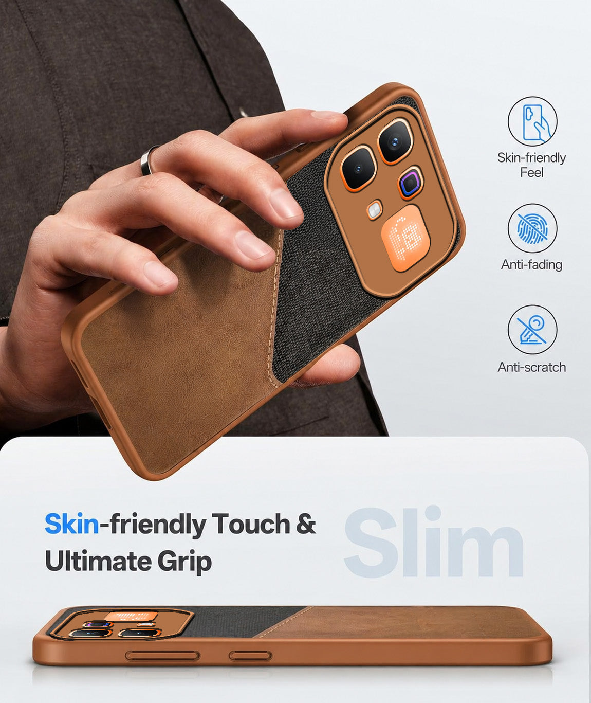 For Infinix Note 60 Pro 5G Back Cover Case (Dual PU Leather Stitch | Professional Minimalist | Soft and Flexible)