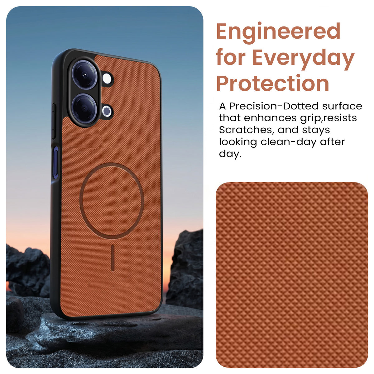 For Vivo Y05 4G Back Cover Case PU Leather (Texture Grip Design | Professional Minimalist | Camera Protection | Soft and Flexible)