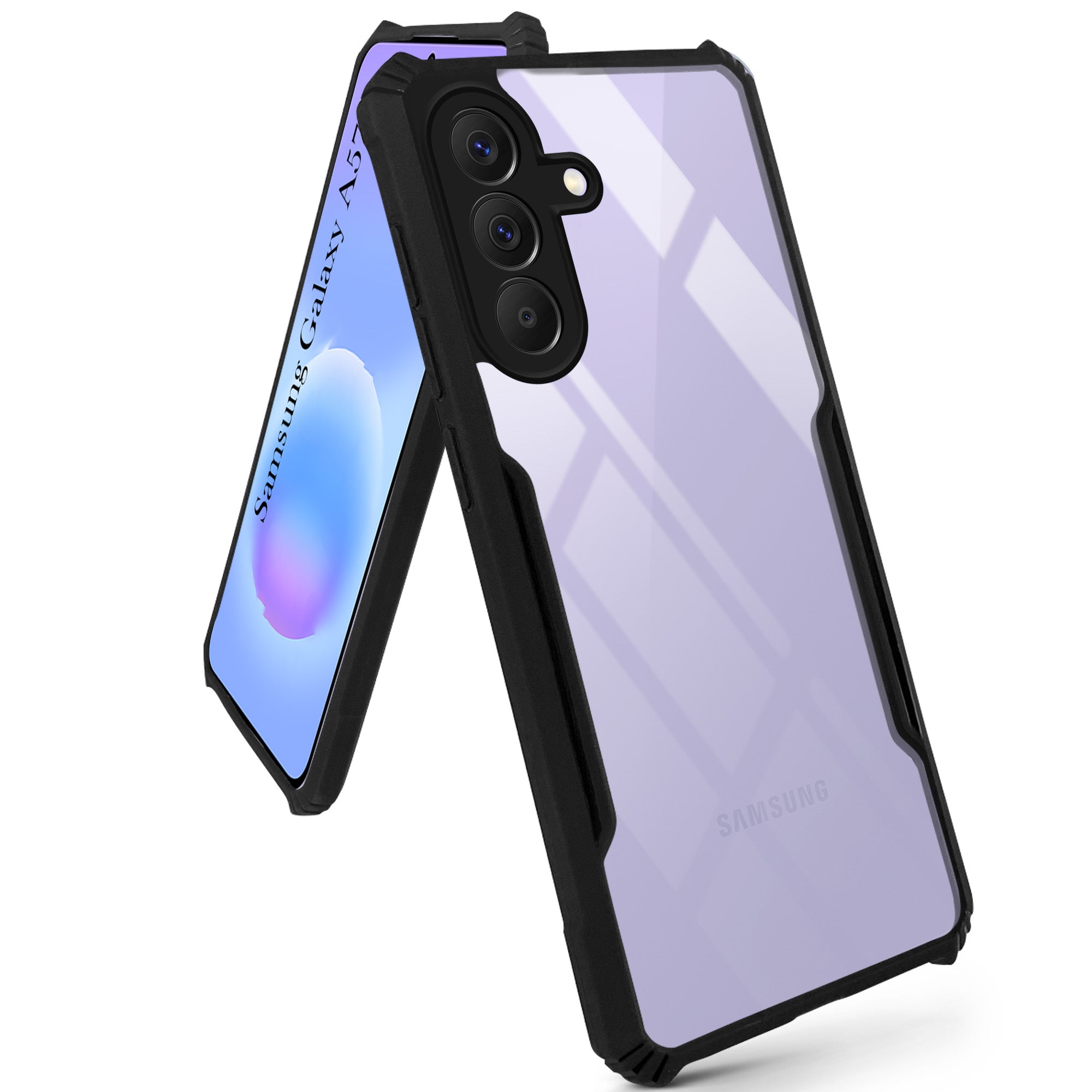 For Samsung Galaxy A57 5G Back Cover Case Hybrid (Shockproof with Polycarbonate Clear Panel | Professional Black)