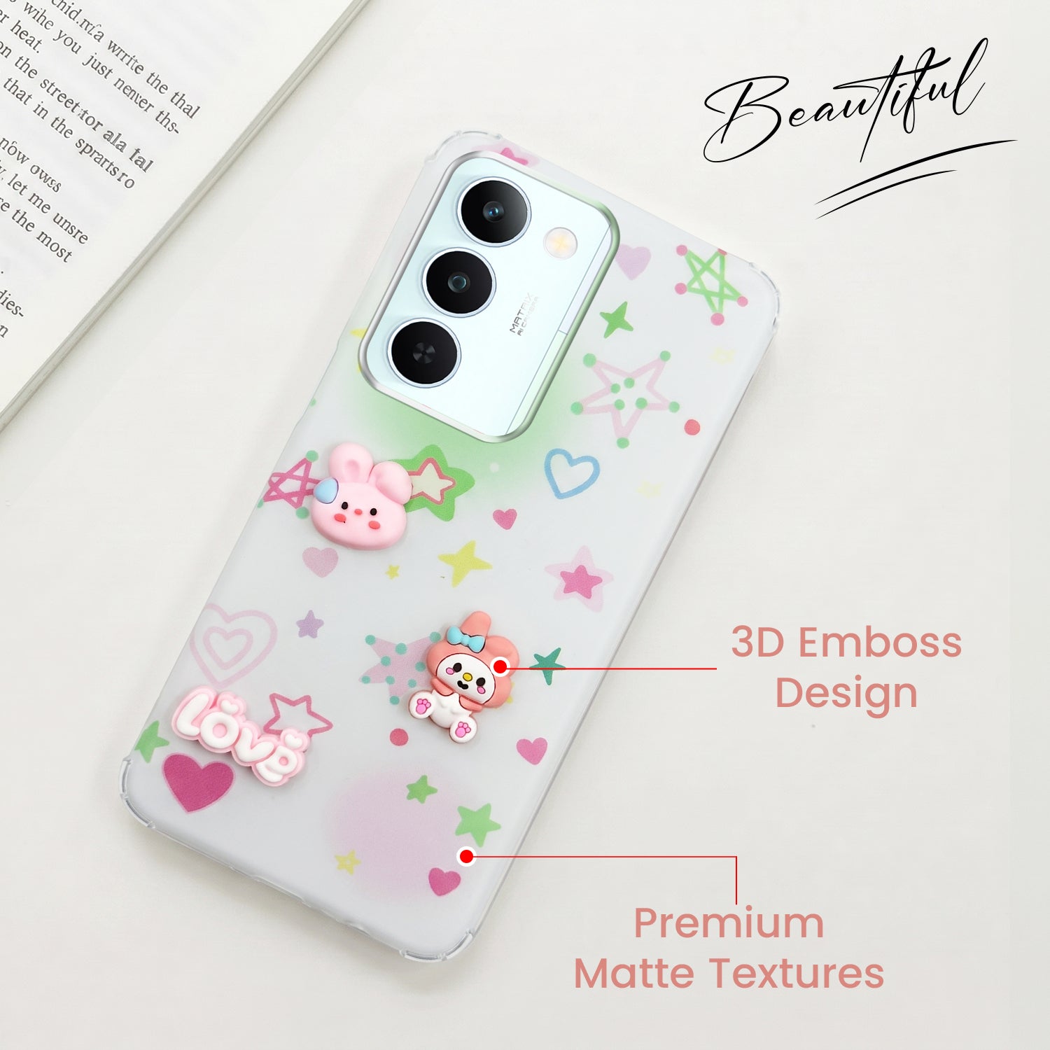 For Realme P4 Lite 5G | Realme Narzo 100 Lite 5G Back Cover Case (3D Cute Cartoons | Hard Back Side Soft | Matte Premium Finish | HD Printing)