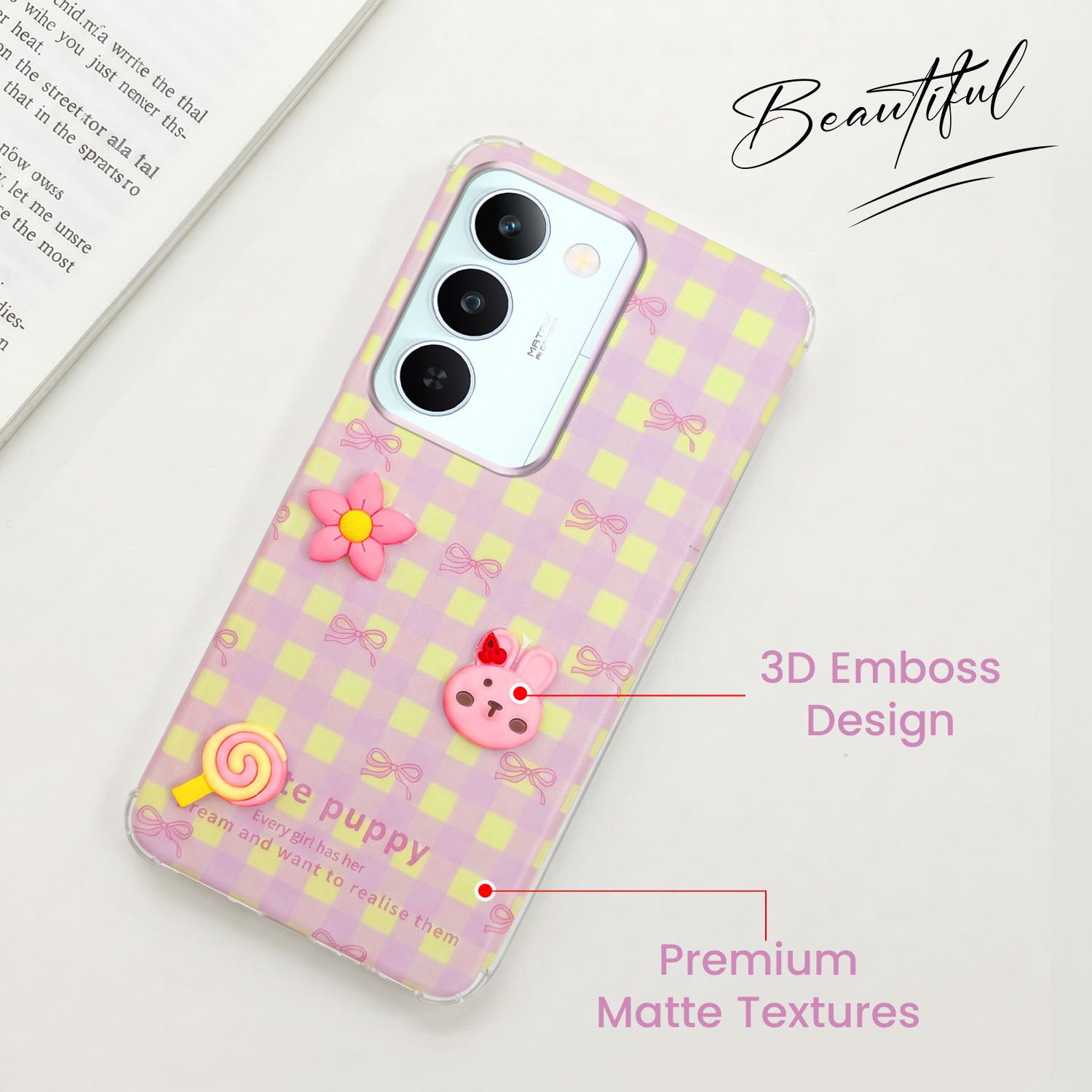 For Realme P4 Lite 5G | Realme Narzo 100 Lite 5G Back Cover Case (3D Cute Cartoons | Hard Back Side Soft | Matte Premium Finish | HD Printing)