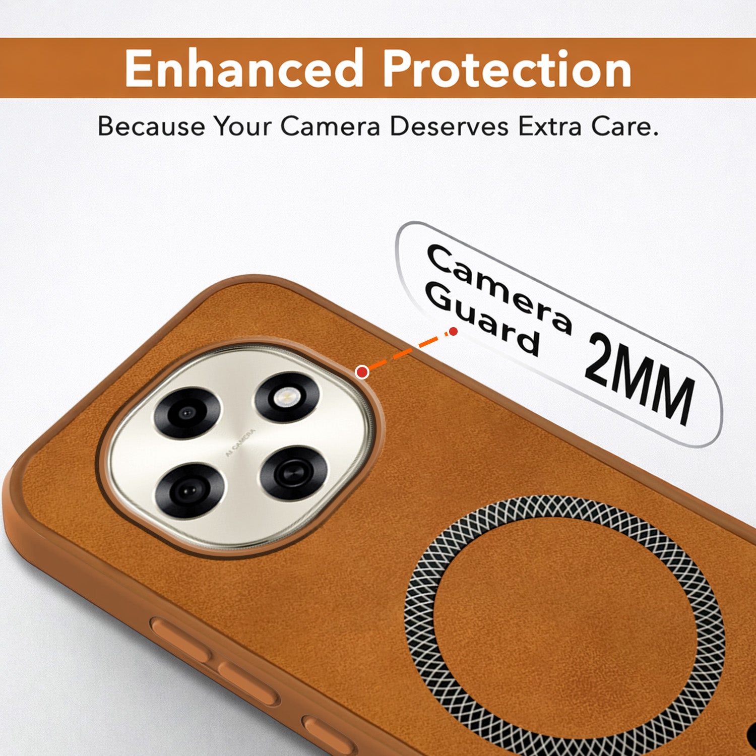 For Oppo F31 Pro Back Cover Case Leather Finish (MagSafe Compatible Wireless Charging | Soft Touch | Camera Bump Protection)