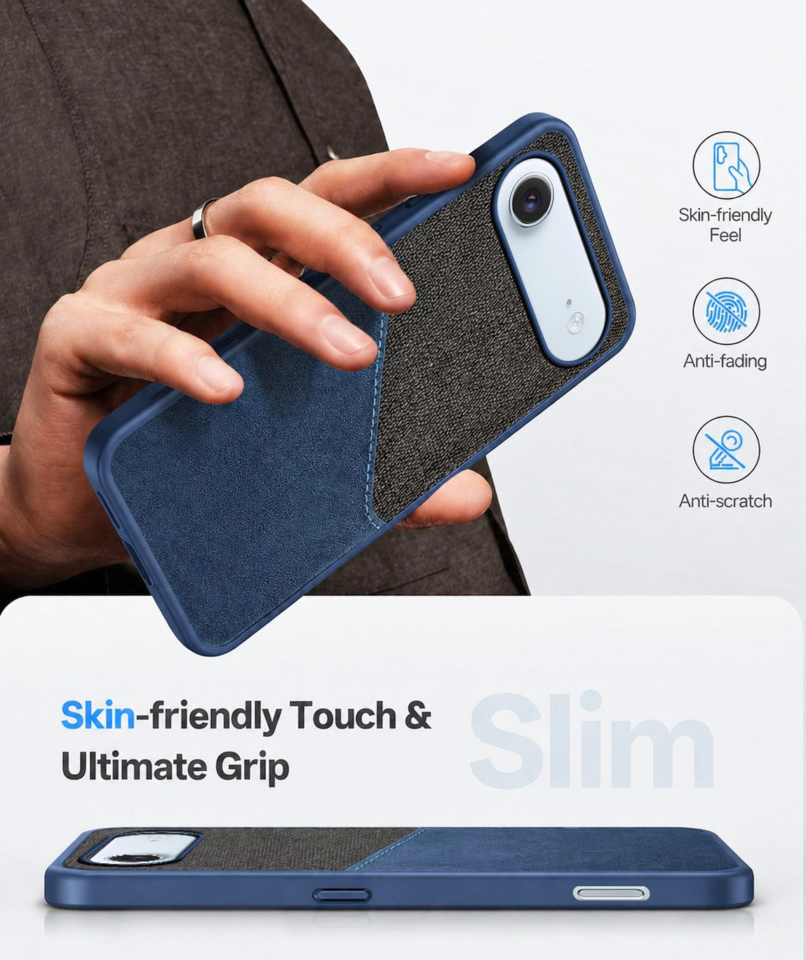 For Apple iPhone 17 Air Back Cover Case (Dual PU Leather Stitch | Professional Minimalist | Soft and Flexible)