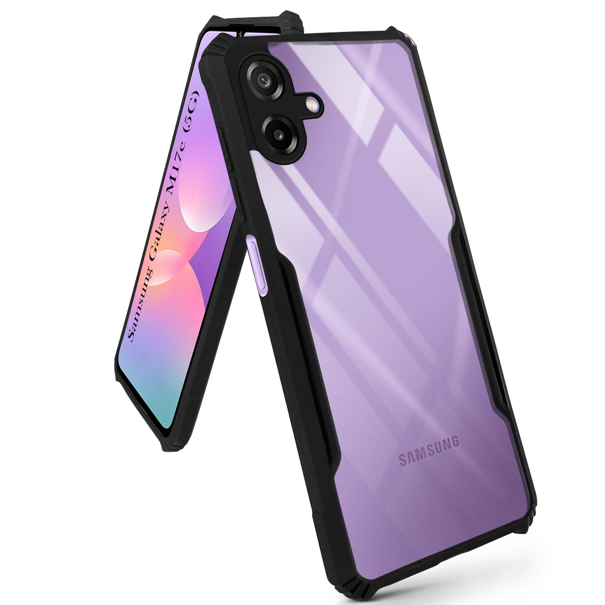 For Samsung Galaxy M17e Back Cover Case Hybrid (Shockproof with Polycarbonate Clear Panel | Professional Black)
