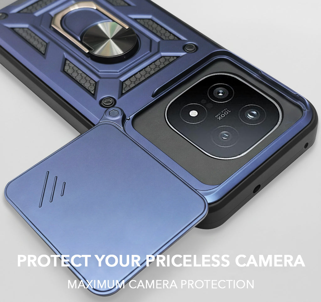 For Vivo iQOO 15 5G Back Cover Case Hybrid Armor (Sliding Shutter Camera Protection | Polycarbonate |Ring Holder Kickstand)