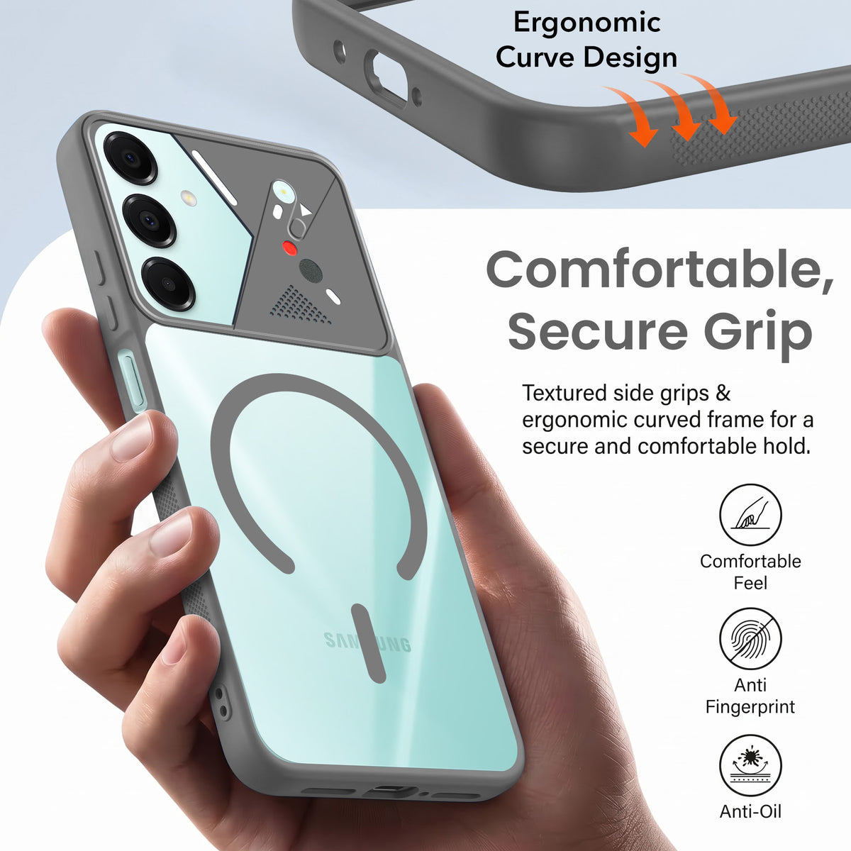 For Samsung Galaxy A16 5G Back Cover Case Lifetime Anti-Yellow Clear (Camera Protection | Side Grip | Wireless MagSafe Compatible)