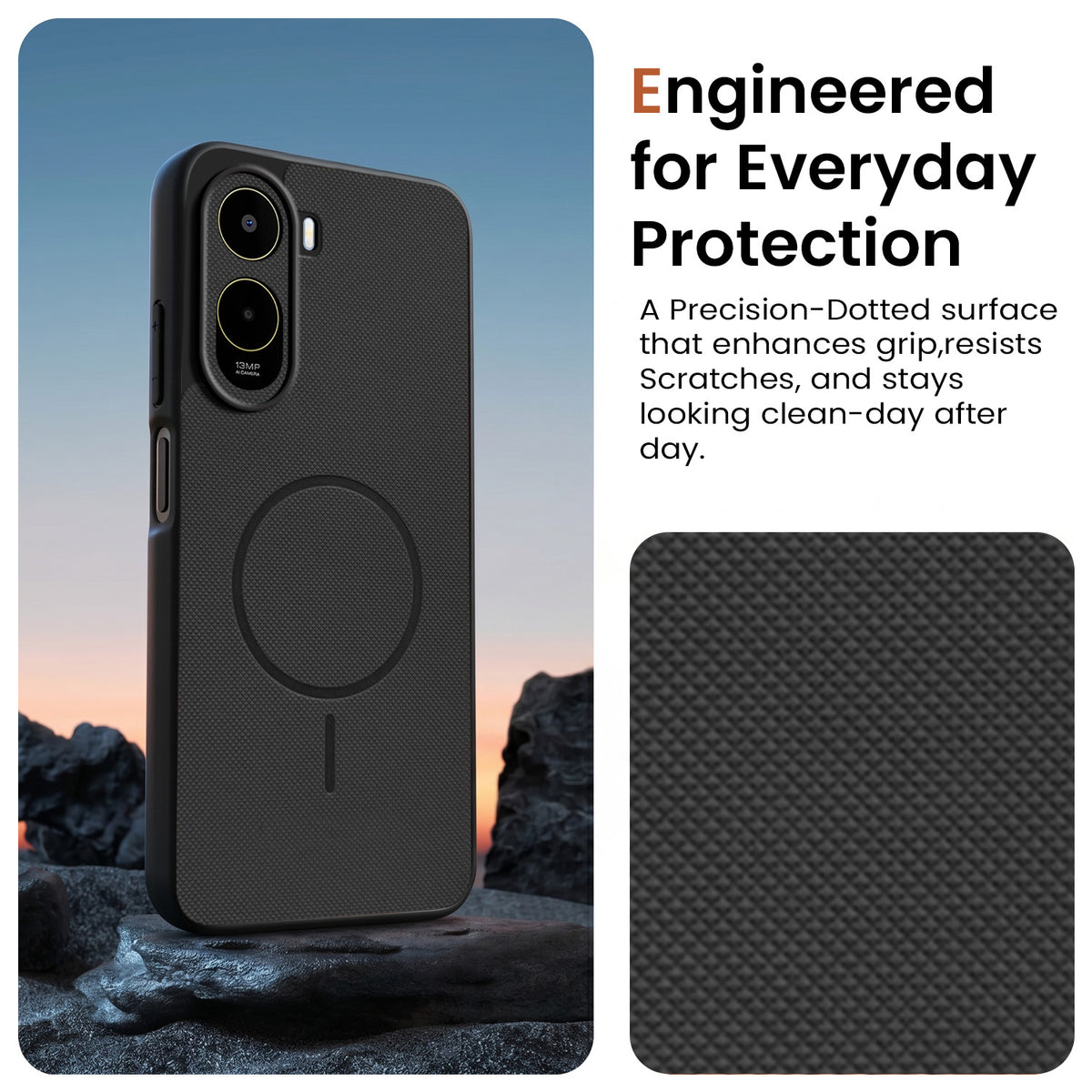 For Poco C81 5G Back Cover Case PU Leather (Texture Grip Design | Professional Minimalist | Camera Protection | Soft and Flexible)