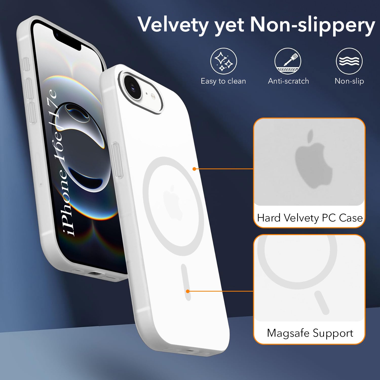 For iPhone 16e | iPhone 17e Back Cover Case (Frosted Matte Feel | MagSafe Compatible Wireless Charging | Polycarbonate Material)