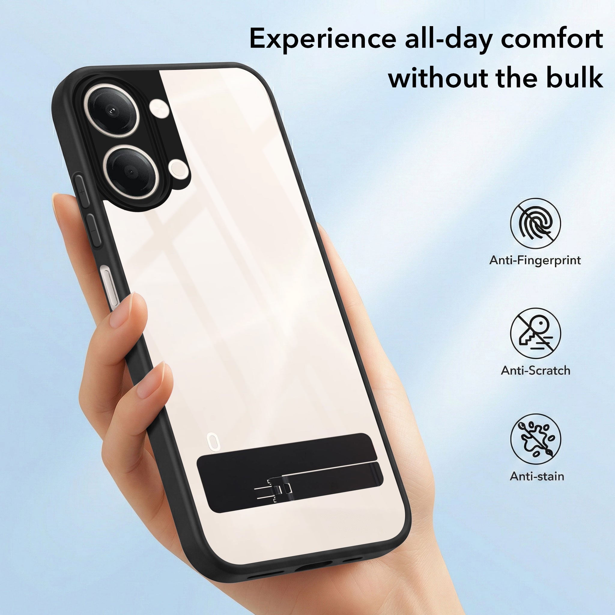 For Vivo Y11 | Vivo Y21 5G Back Cover Case (Built-in Stand | Lifetime Anti Yellow | Kickstand Shockproof | Camera Protection | MagSafe Compatible)