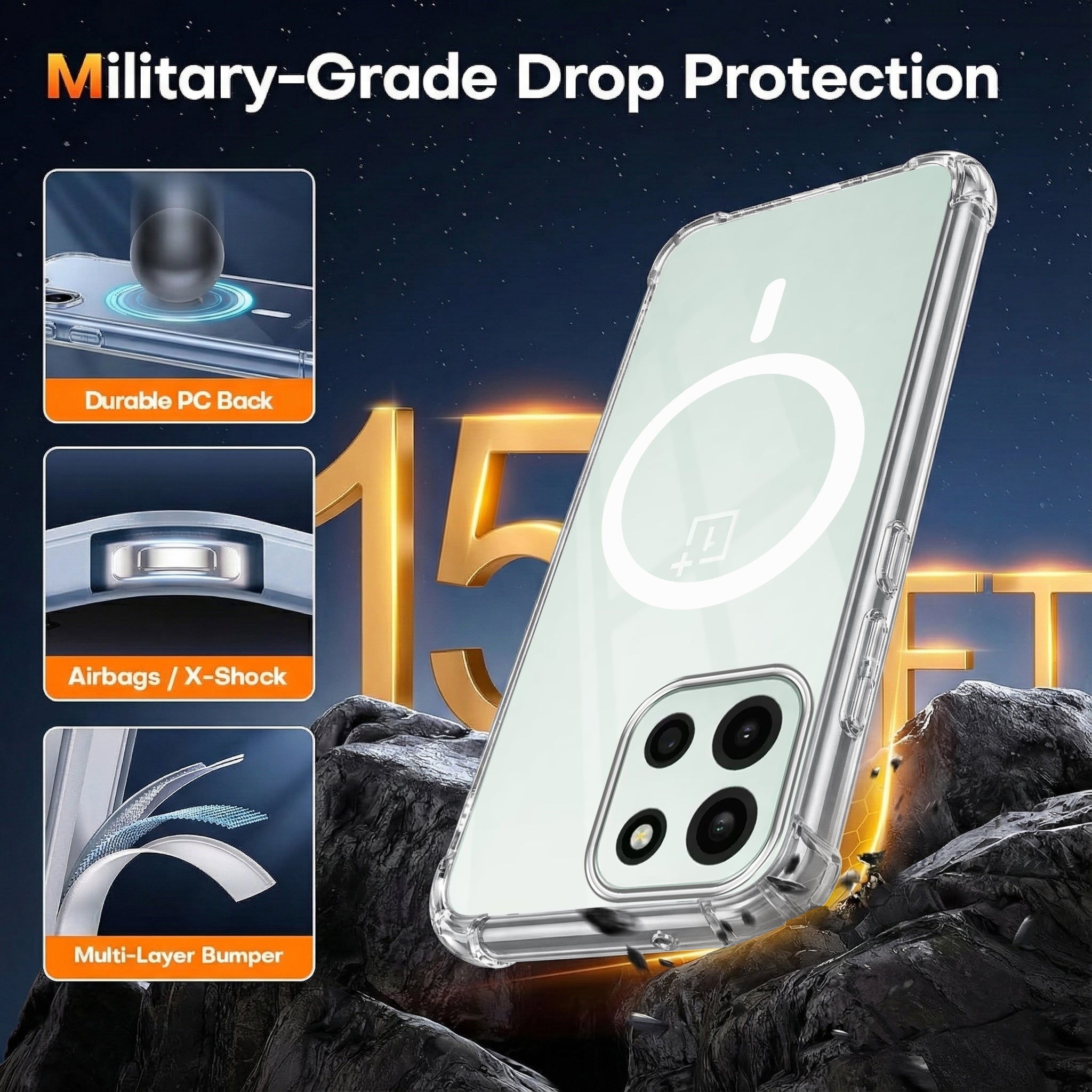 For Oneplus Nord 6 Back Cover Shockproof Crystal-Clear (Magsafe Wireless Support | Drop & Camera Protection | Hard Polycarbonate)