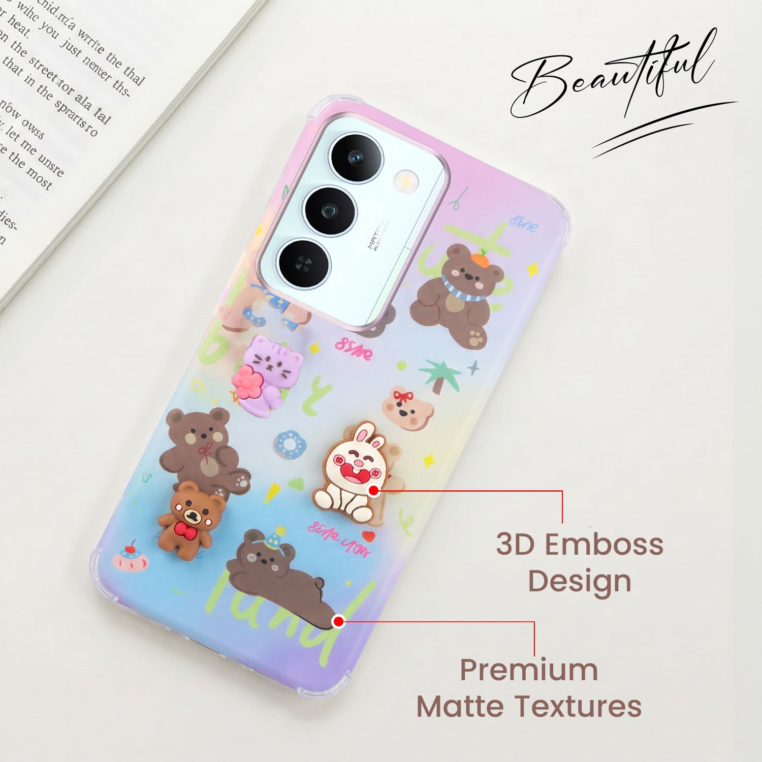 For Realme P4 Lite 5G | Realme Narzo 100 Lite 5G Back Cover Case (3D Cute Cartoons | Hard Back Side Soft | Matte Premium Finish | HD Printing)