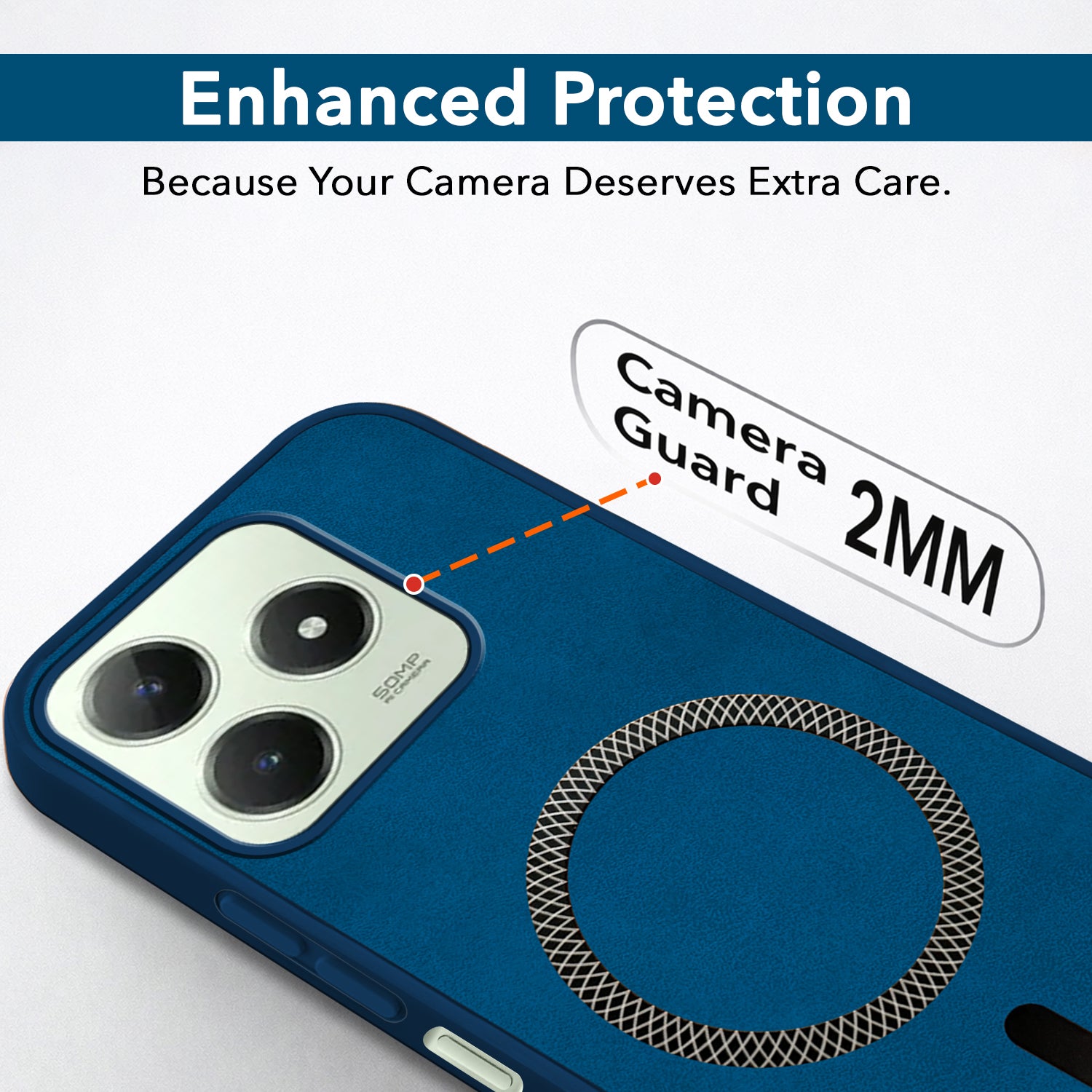 For Realme C63 4G Back Cover Case Leather Finish (MagSafe Compatible Wireless Charging | Soft Touch | Camera Bump Protection)