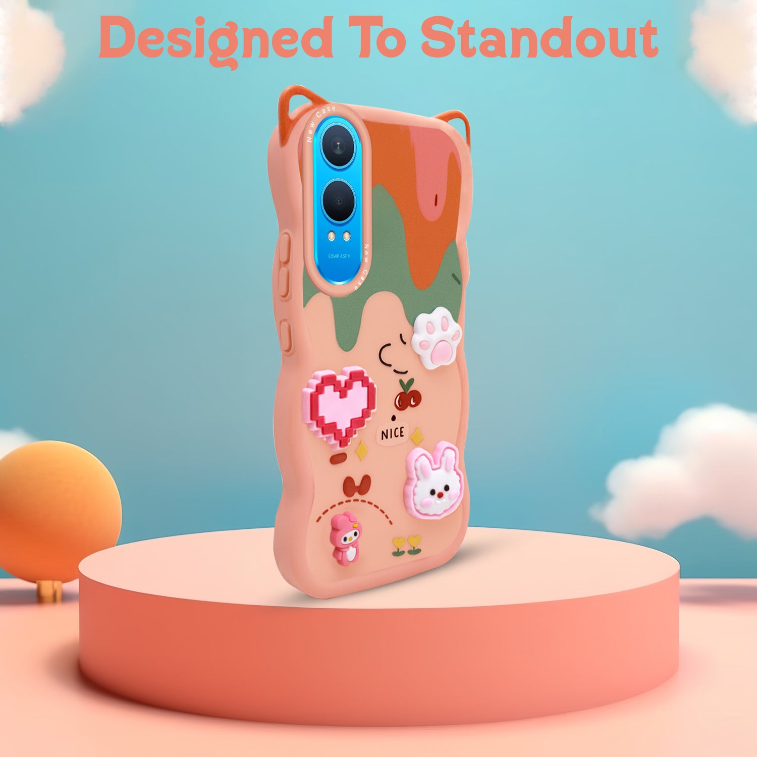 For OnePlus Nord CE 4 Lite Back Case Cover Strap (3D embossed Figures | Strap Holder | 360* Soft Cushion with Camera Bump)