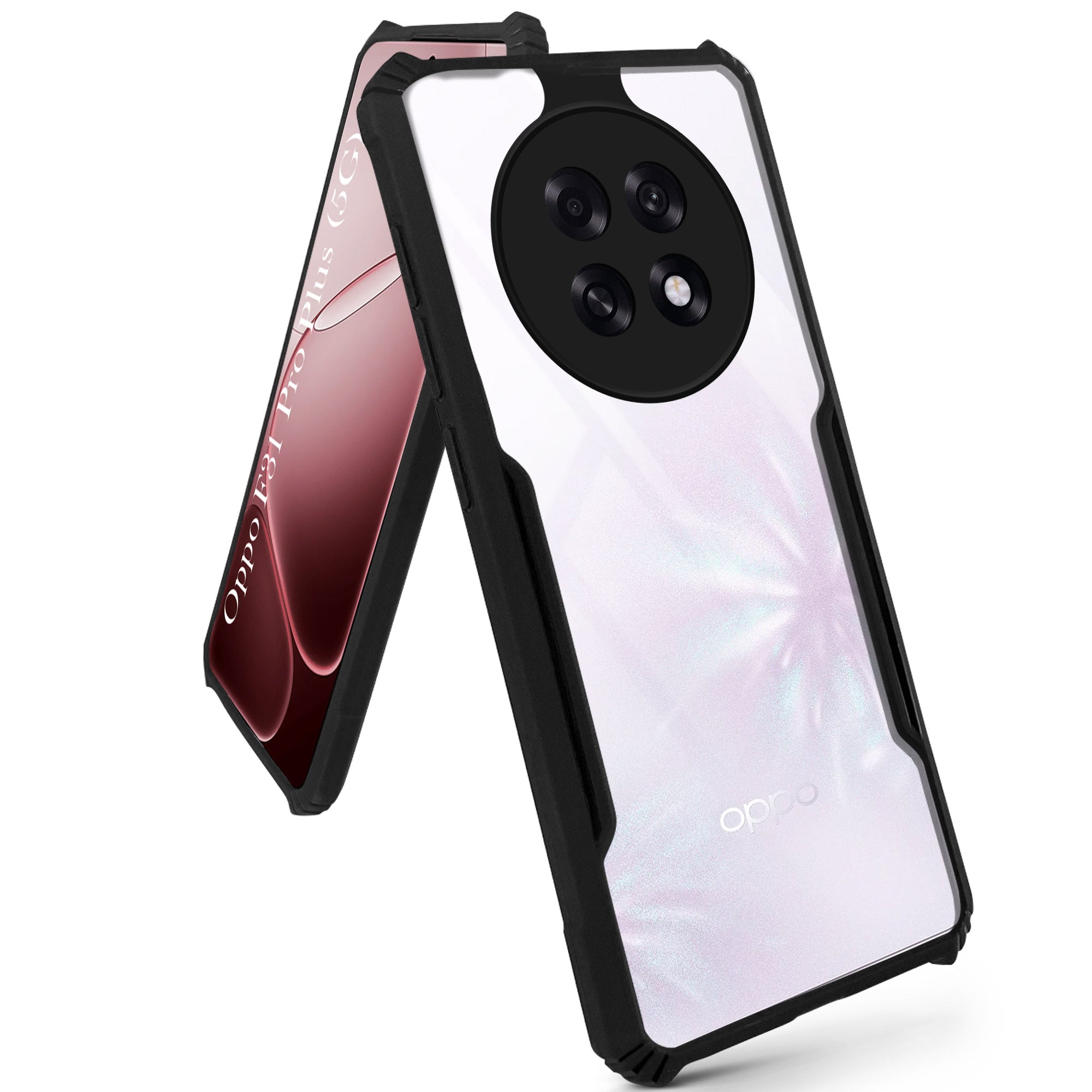For Oppo F31 Pro Plus Back Cover Case Hybrid (Shockproof with Polycarbonate Clear Panel | Professional Black)