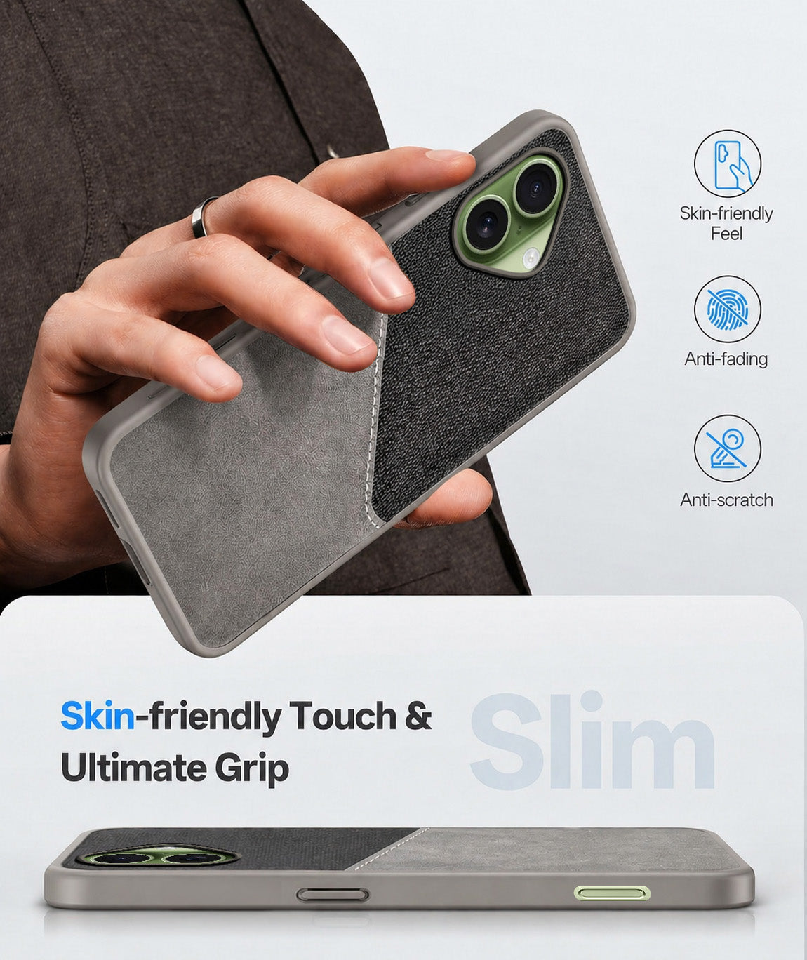 For Apple iPhone 17 Back Cover Case (Dual PU Leather Stitch | Professional Minimalist | Soft and Flexible)