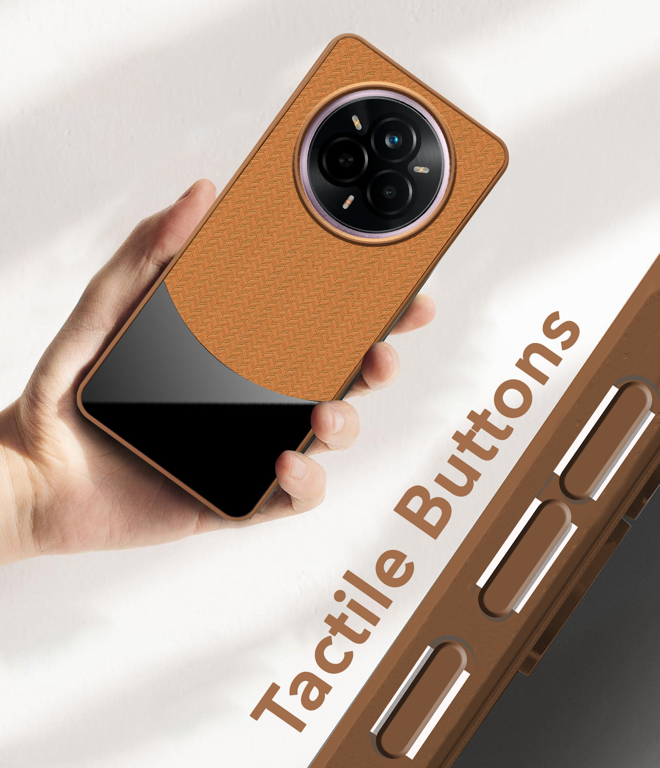 For Realme 14 Pro Back Cover Case (Elegant PU Leather Finish | Premium Minimalist Professional | Camera Protection Bump)