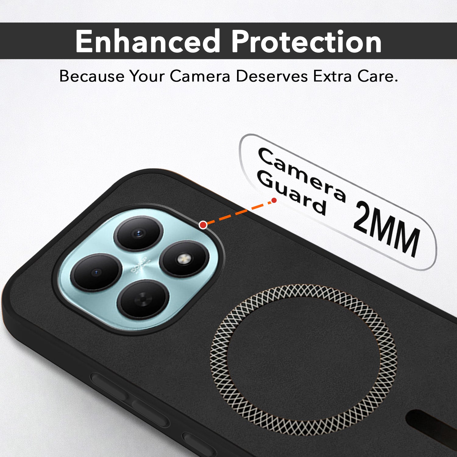 For Poco M8 5G Back Cover Case Leather Finish (MagSafe Compatible Wireless Charging | Soft Touch | Camera Bump Protection)
