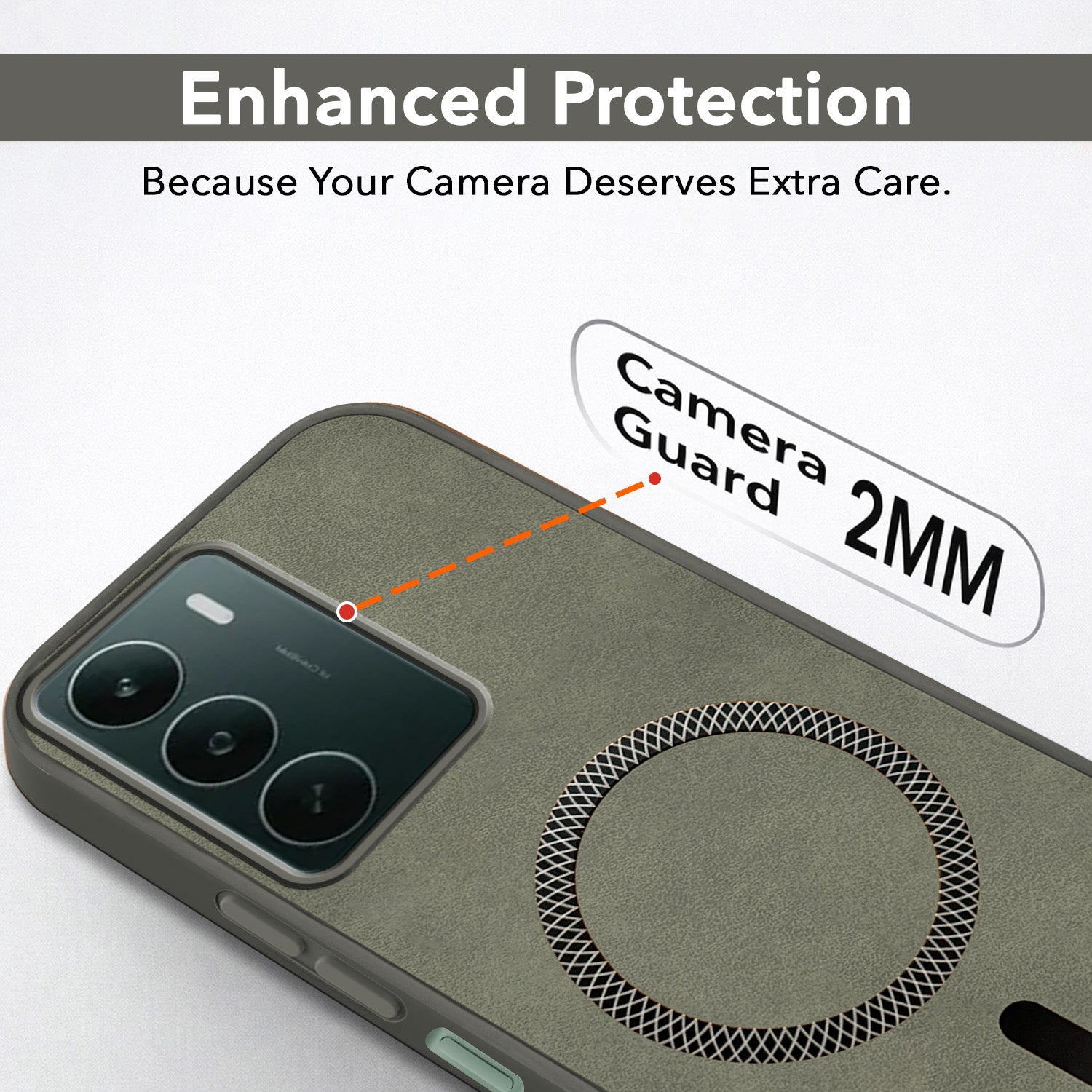 For Realme P3 lite Back Cover Case Leather Finish (MagSafe Compatible Wireless Charging | Soft Touch | Camera Bump Protection)