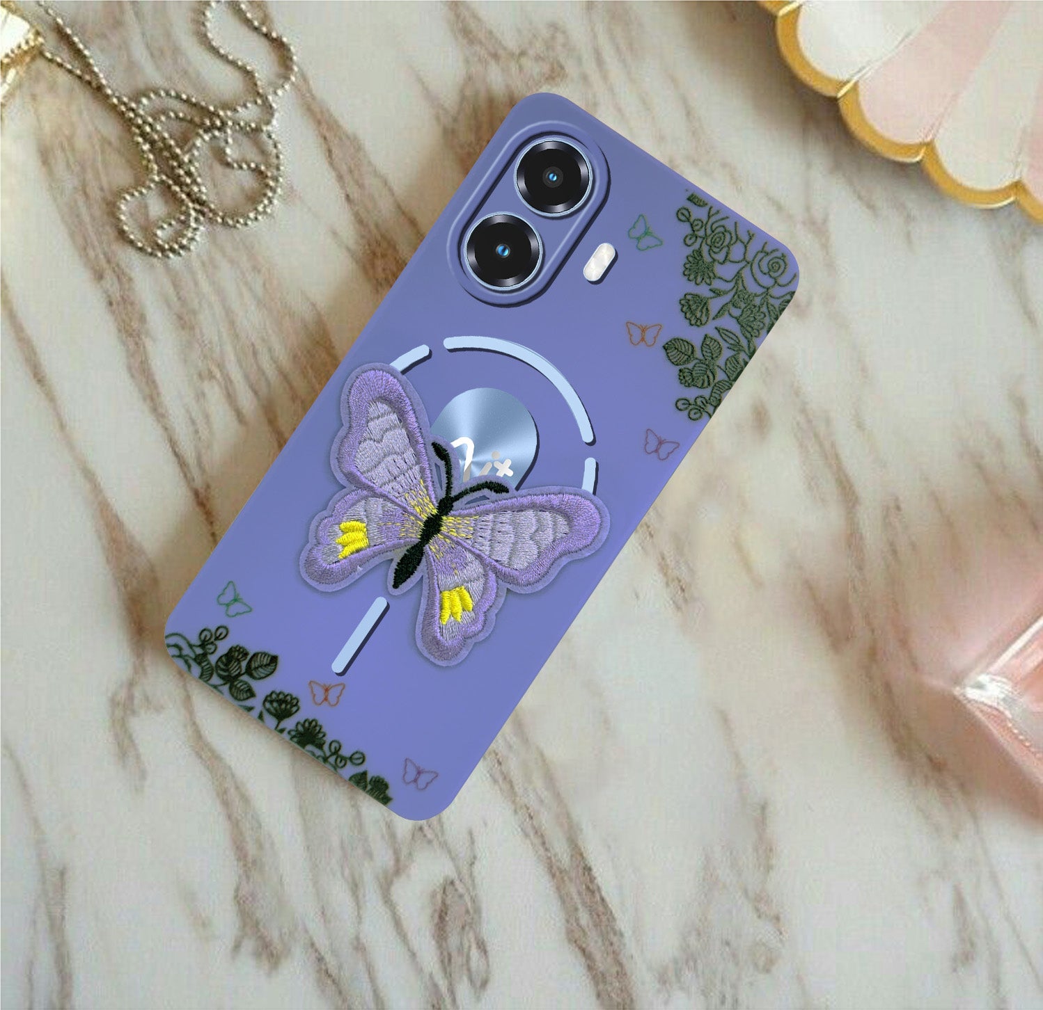 For Ai+ Nova 2 Ultra 5G Back Cover Case (Soft Butterfly Embroidery | Women Teen Girls | Camera Protection| Matte Silicone)