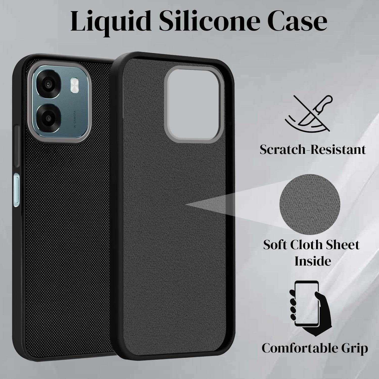 For Oppo A6 & Oppo K14 Back Cover Case Rubberised (Textured Grip Design | Micro-Fiber Cloth Inside | Slim and Light Weight | Soft Touch and Feel)