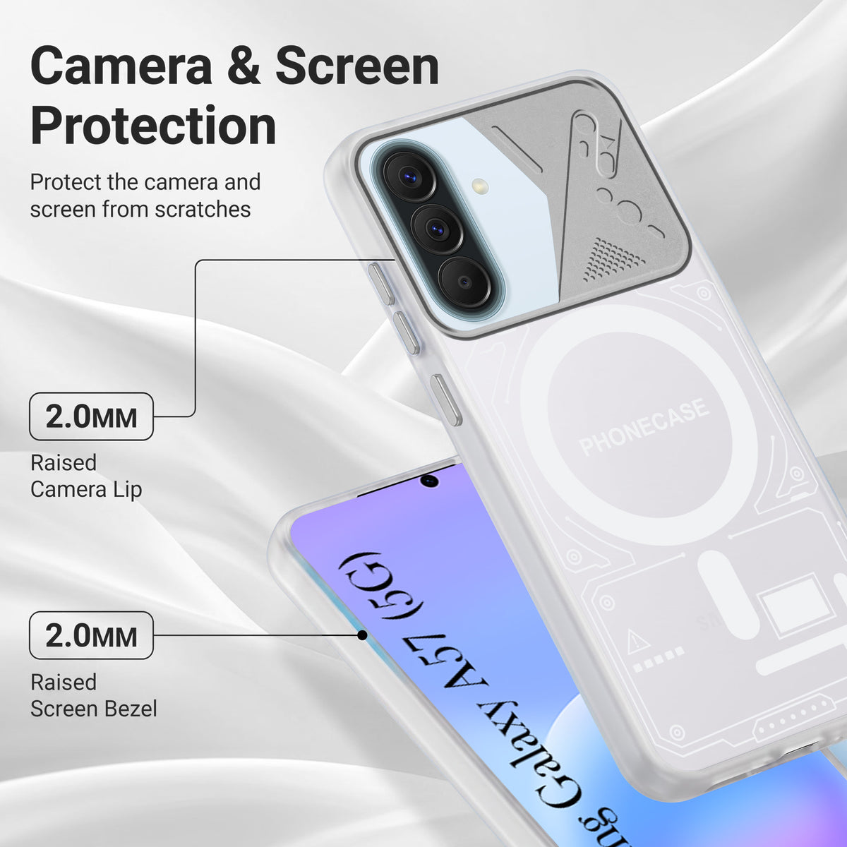 For Samsung Galaxy A57 5G Metallic Back Cover Case (Metallic Camera Protection & Buttons | Translucent Milky Shade | Hard Polycarbonate)