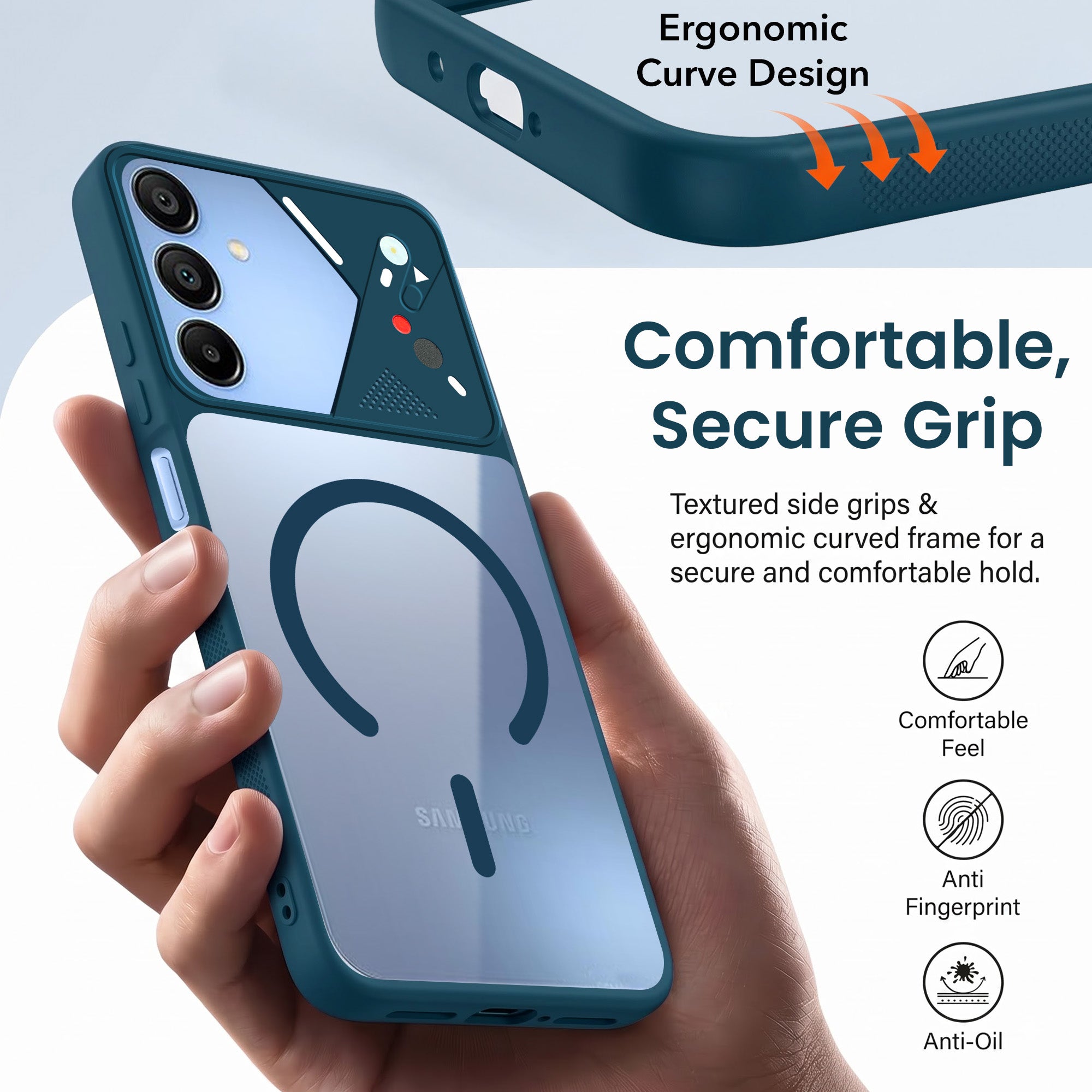 For Samsung Galaxy A15 5G Back Cover Case Lifetime Anti-Yellow Clear (Camera Protection | Side Grip | Wireless MagSafe Compatible)