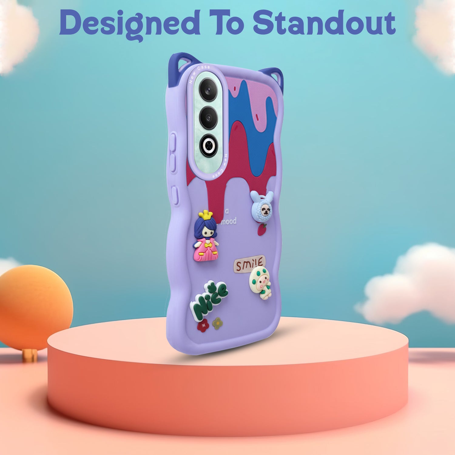 For Oneplus Nord CE 4 Back Case Cover Strap (3D embossed Figures | Strap Holder | 360* Soft Cushion with Camera Bump)