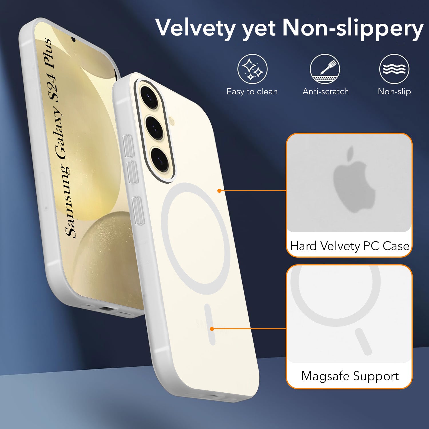 For Samsung Galaxy S24 Plus Back Cover Case Crystal (Frosted Matte Feel | MagSafe Compatible Wireless Charging)