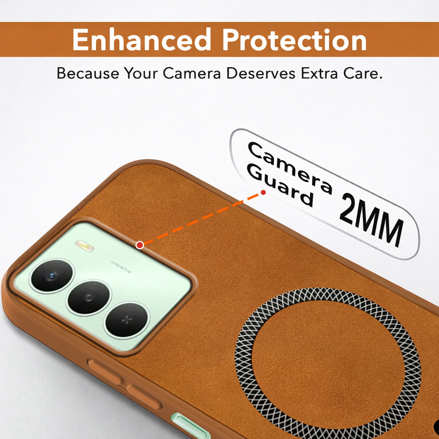 For Realme C73 Back Cover Case Leather Finish (MagSafe Compatible Wireless Charging | Soft Touch | Camera Bump Protection)