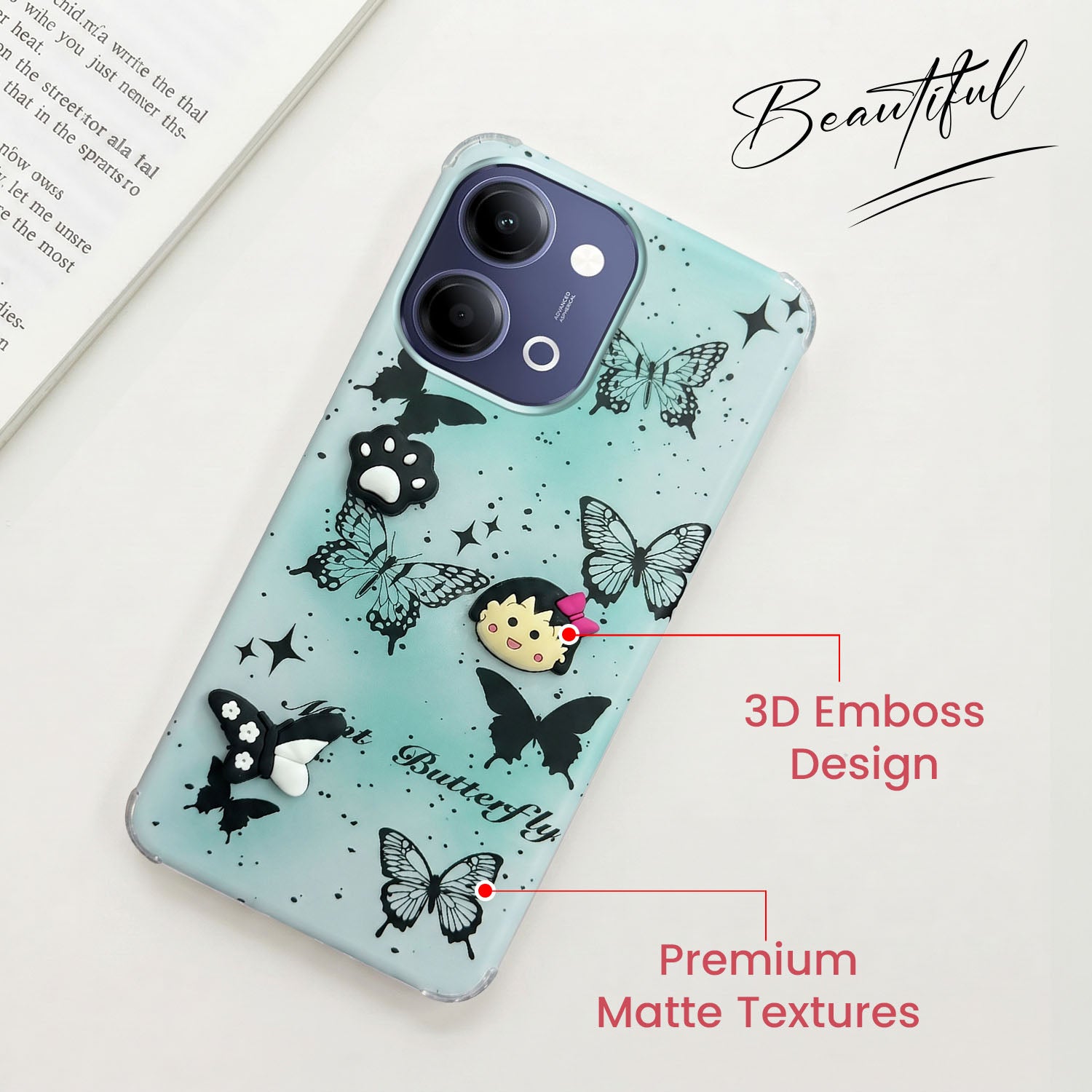 For Vivo Y11 | Vivo Y21 5G Back Cover Case (3D Cute Cartoons | Hard Back Side Soft | Matte Premium Finish | HD Printing)