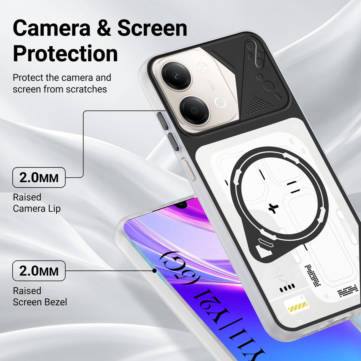 For Vivo Y11 | Vivo Y21 5G Metallic Back Cover Case (Metallic Camera Protection & Buttons | Translucent Milky Shade | Hard Polycarbonate)