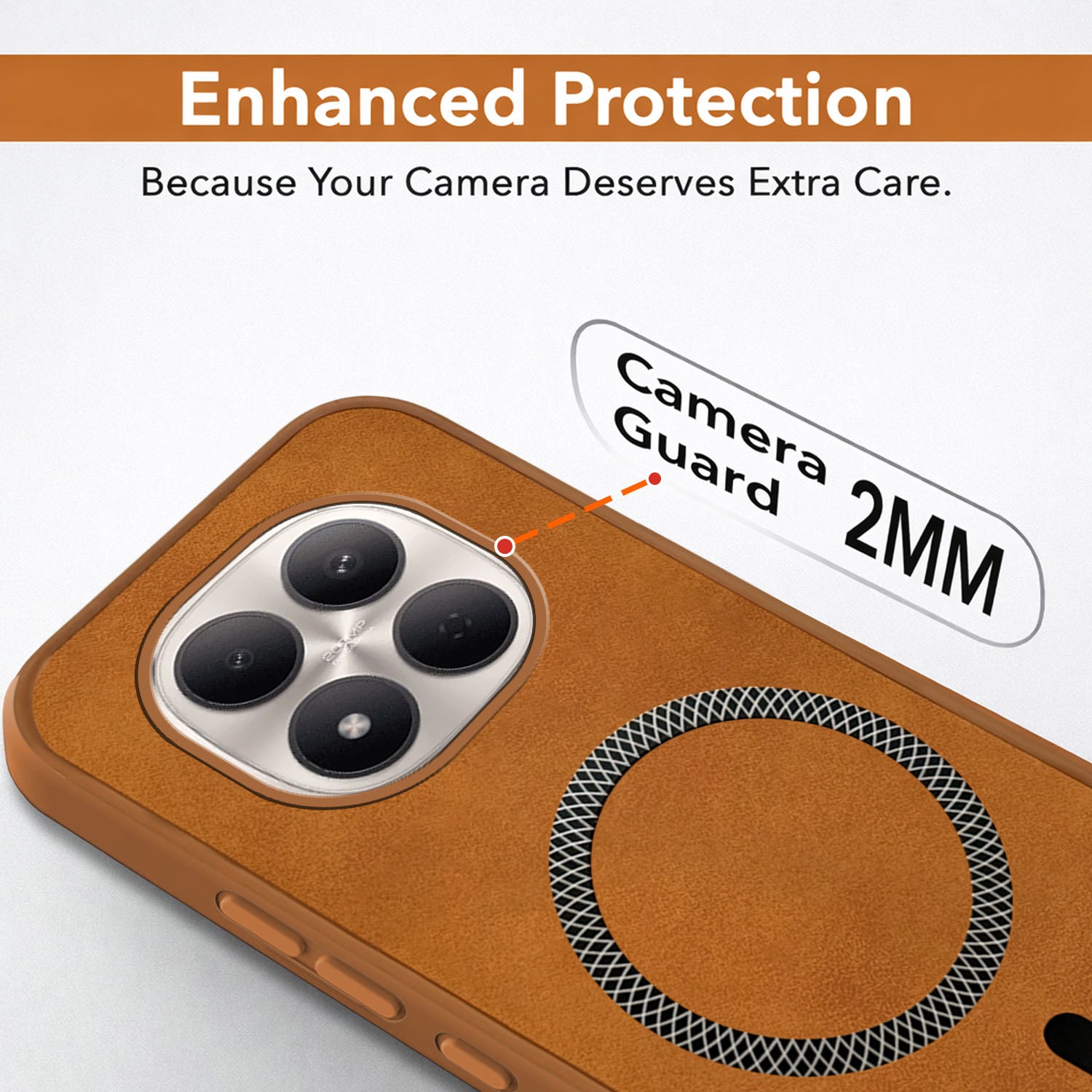 For Xiaomi Redmi Note 15 Pro 5G Back Cover Case Leather Finish (MagSafe Compatible Wireless Charging | Soft Touch | Camera Bump Protection)
