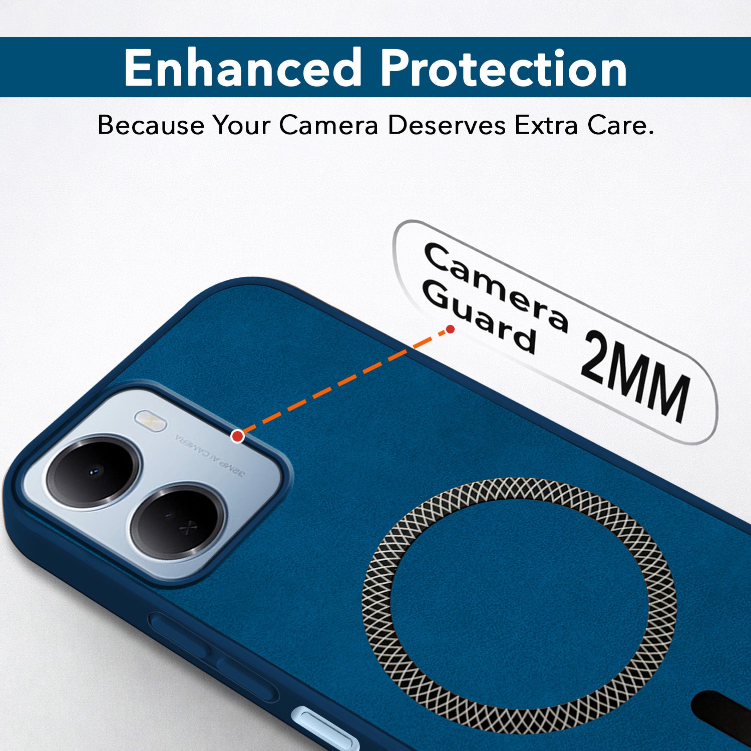 For Redmi 15A 5G Back Cover Case Leather Finish (MagSafe Compatible Wireless Charging | Soft Touch | Camera Bump Protection)