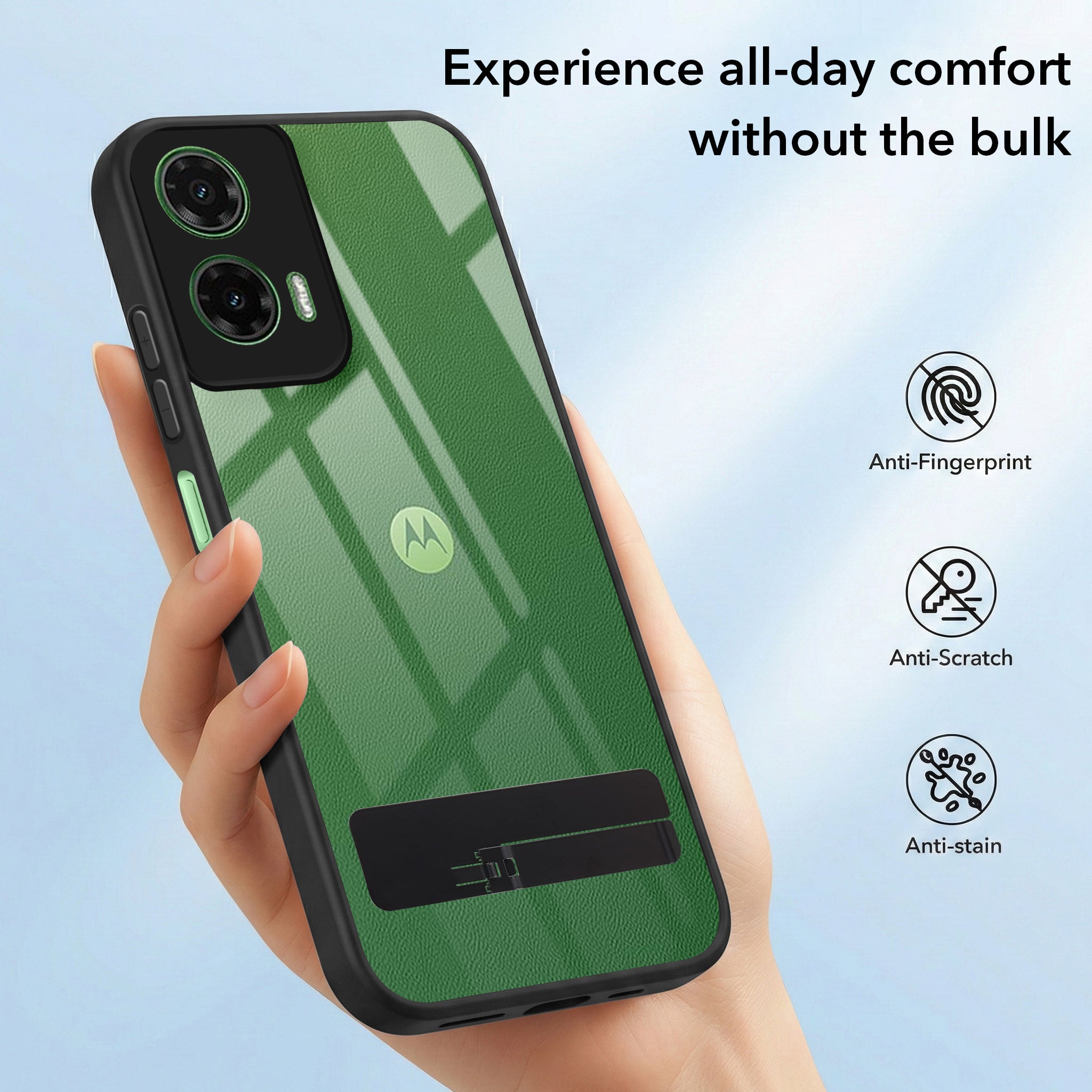 For Motorola Moto G35 5G Back Cover Case (Built-in Stand | Lifetime Anti Yellow | Kickstand Shockproof | Camera Protection | MagSafe Compatible)