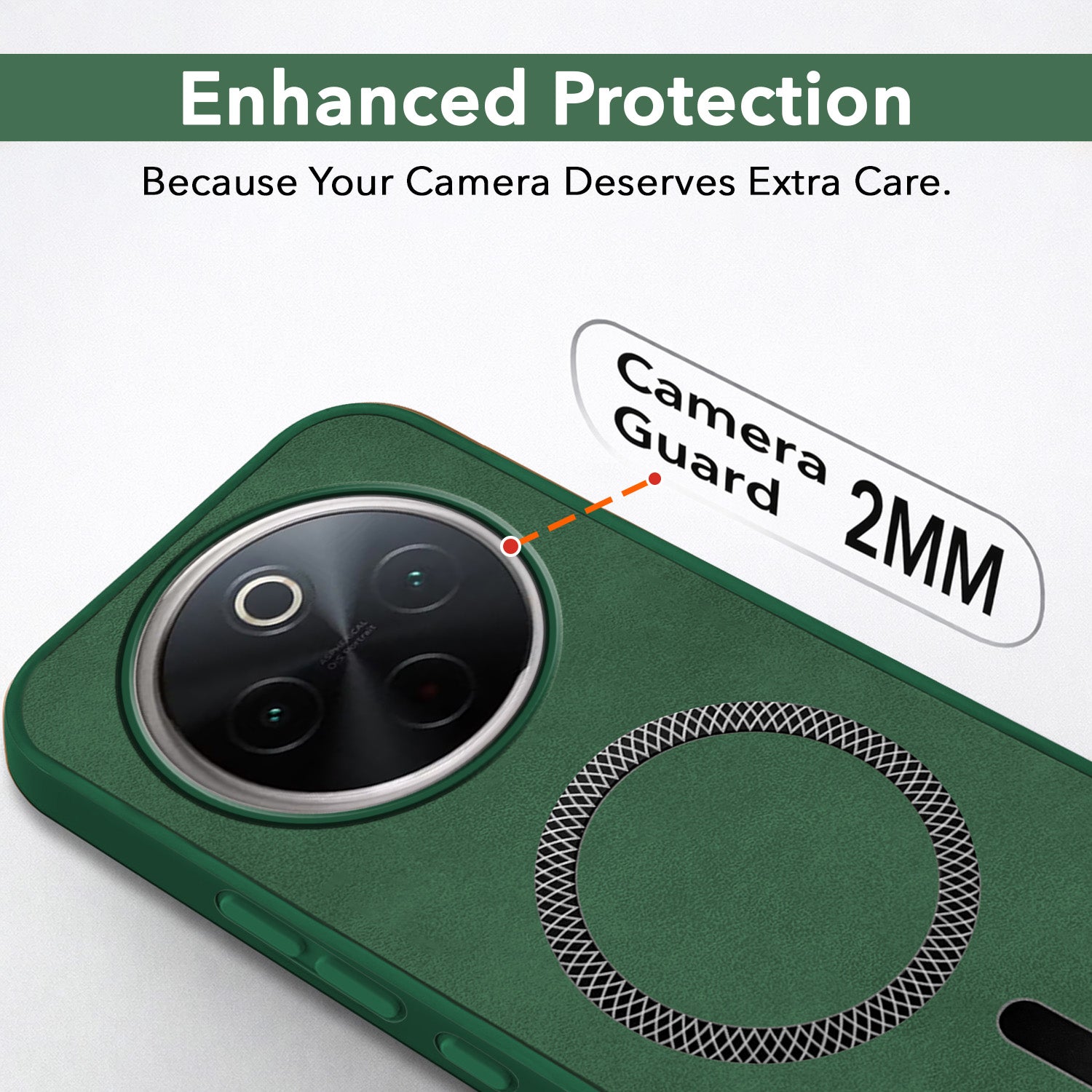 For Vivo T4 Back Cover Case Leather Finish (MagSafe Compatible Wireless Charging | Soft Touch | Camera Bump Protection)