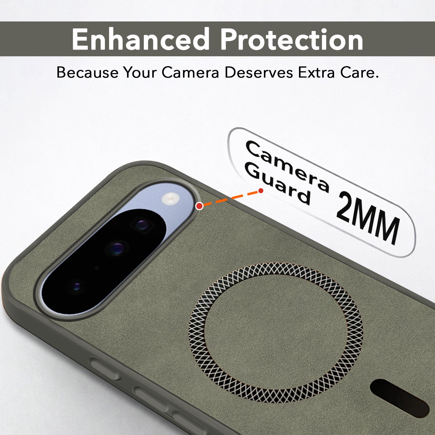 For Google Pixel 10 Back Cover Case Leather Finish (MagSafe Compatible Wireless Charging | Soft Touch | Camera Bump Protection)