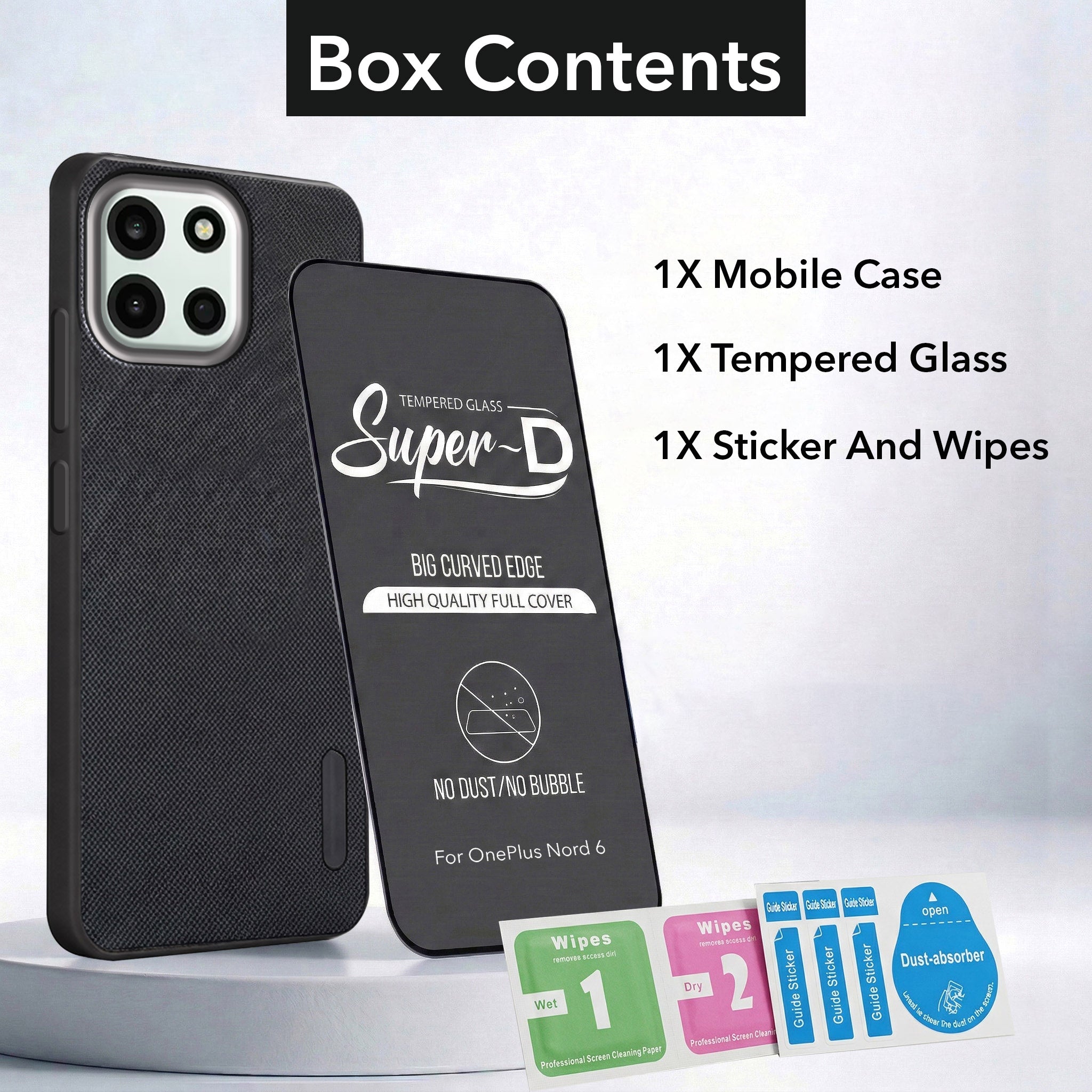 For Oneplus Nord 6 Combo (Textured Grip Design | Micro-Fiber Cloth Inside | Oleophobic Coating Screen Glass)