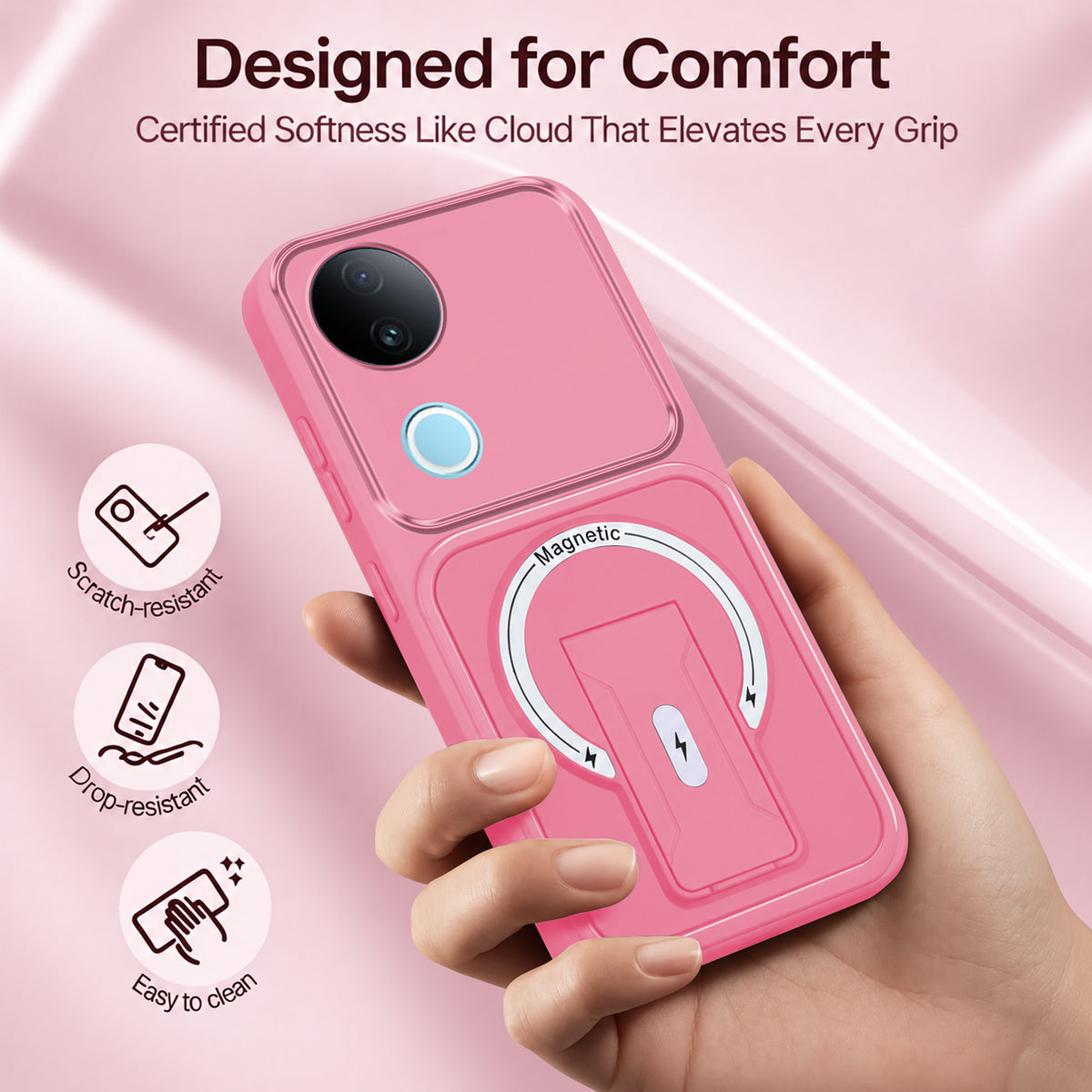 For Vivo iQOO Z10R Back Case Cover Metallic (Hybrid Armor Kickstand | MagSafe Compatible | Camera Protection Shockproof)