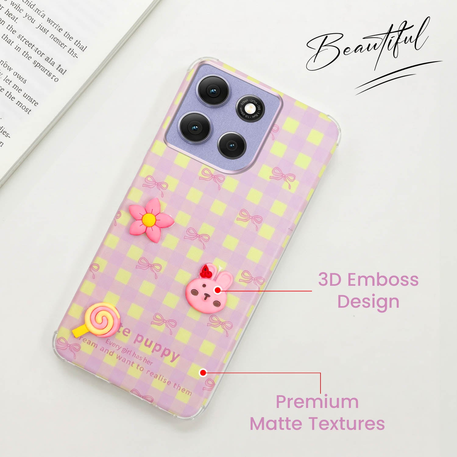 For Motorola Moto G86 Power Back Cover Case (3D Cute Cartoons | Hard Back Side Soft | Matte Premium Finish | HD Printing)