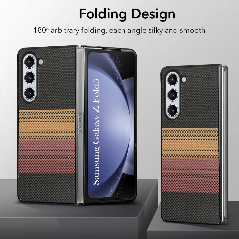 For Samsung Galaxy Z Fold 5 5G Back Flip Case Cover (Craft Printed Design | Hybrid Texture | Inside Microfiber Cloth)