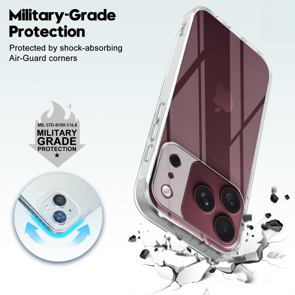 For Apple iPhone 18 Pro Back Cover Case Silicone (Clear Shockproof Case with Camera Protection | Soft and Flexible | Transparent)