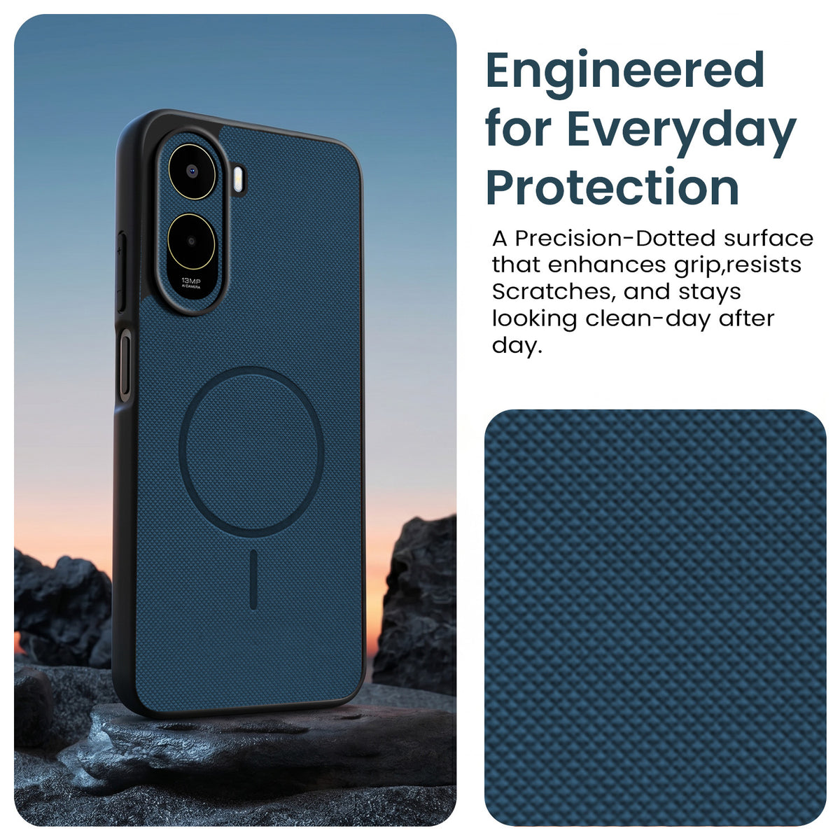 For Poco C81 5G Back Cover Case PU Leather (Texture Grip Design | Professional Minimalist | Camera Protection | Soft and Flexible)